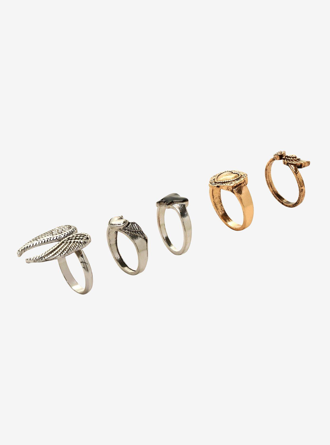 Heart Angel Wing Ring Set, , alternate