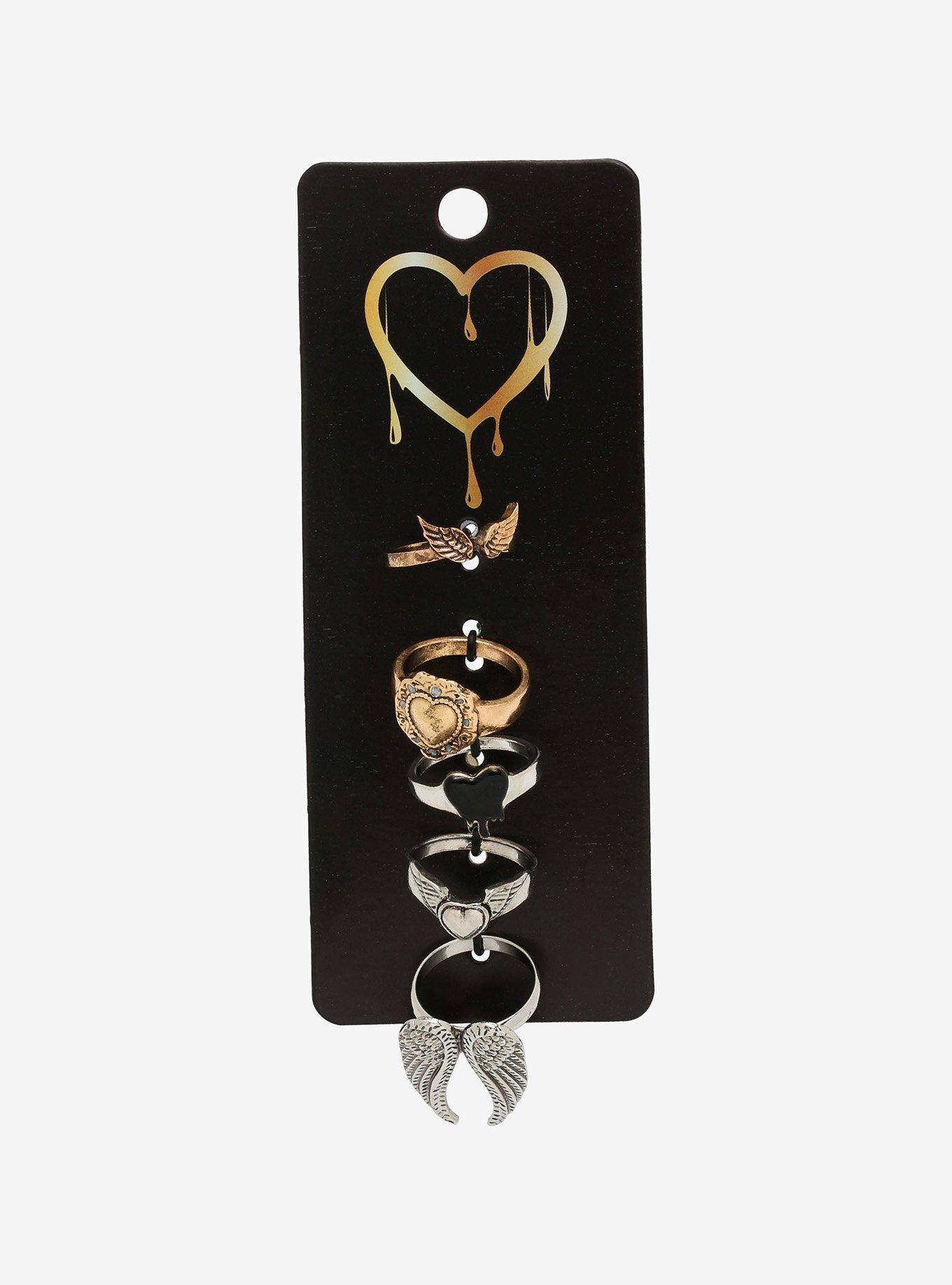 Heart Angel Wing Ring Set, , alternate