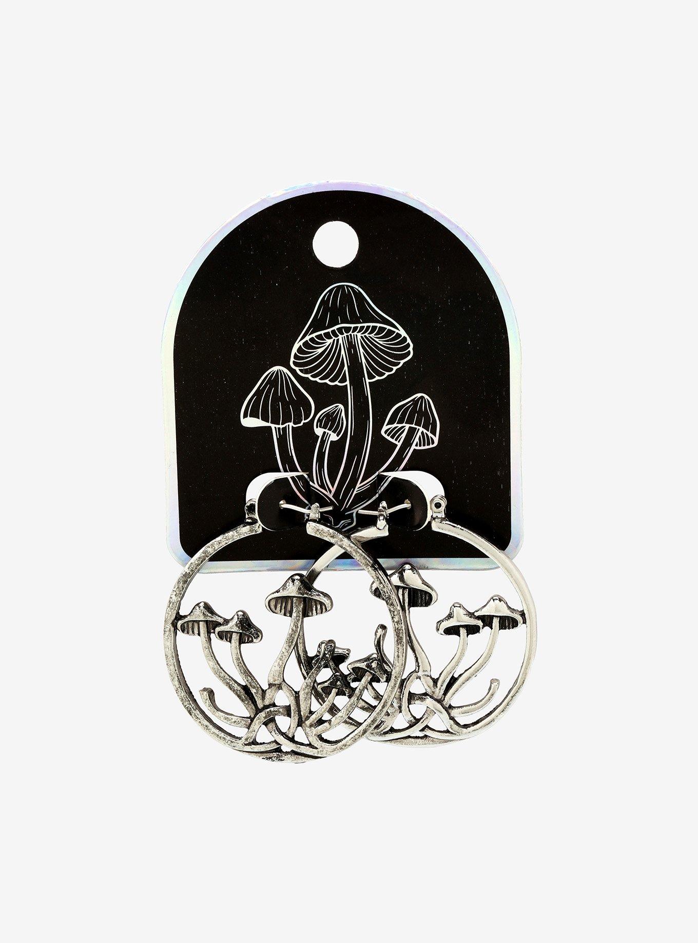 Mushroom Hoop Earrings, , alternate