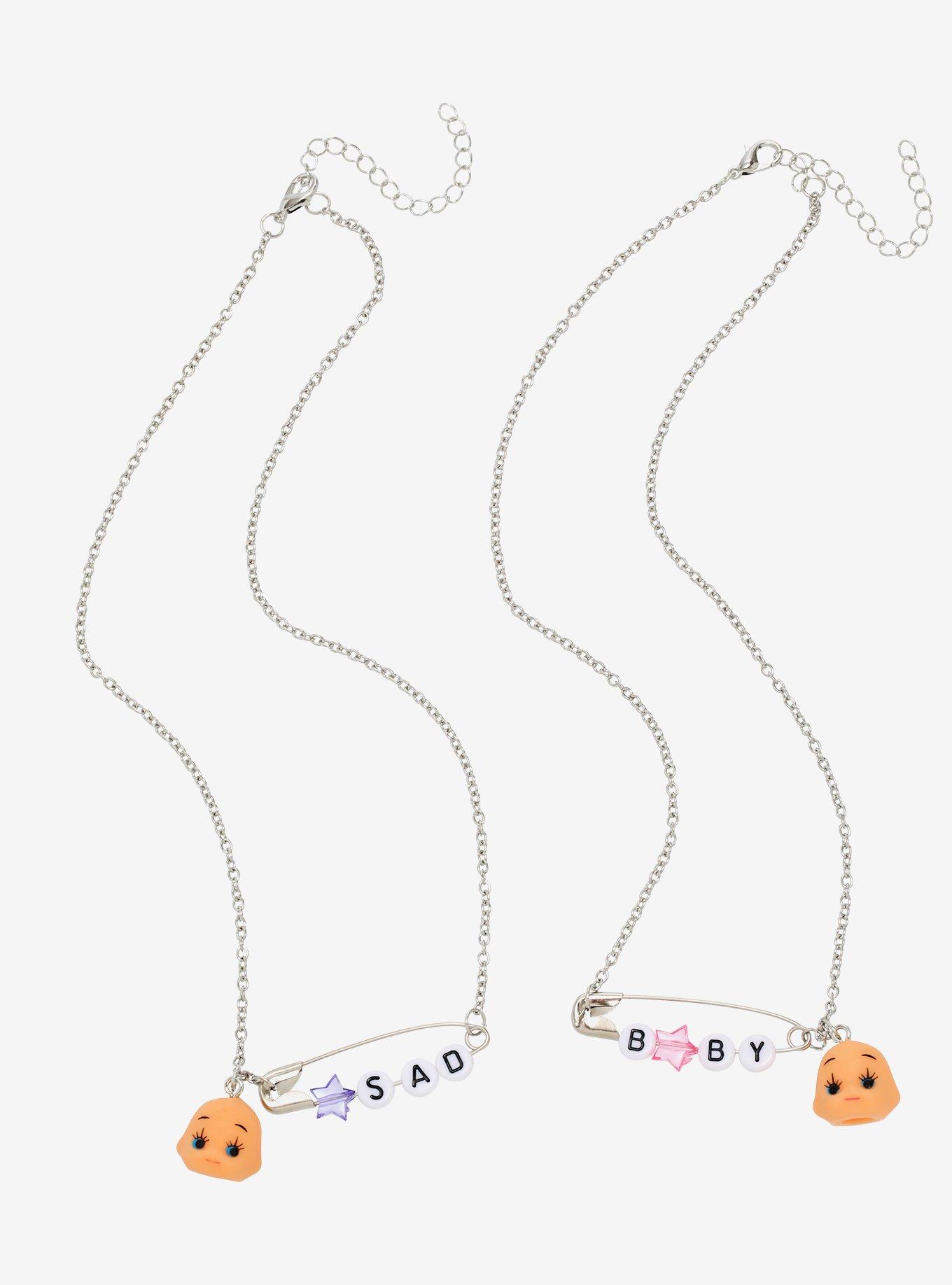 Sad Baby Safety Pin Best Friend Necklace Set, , alternate