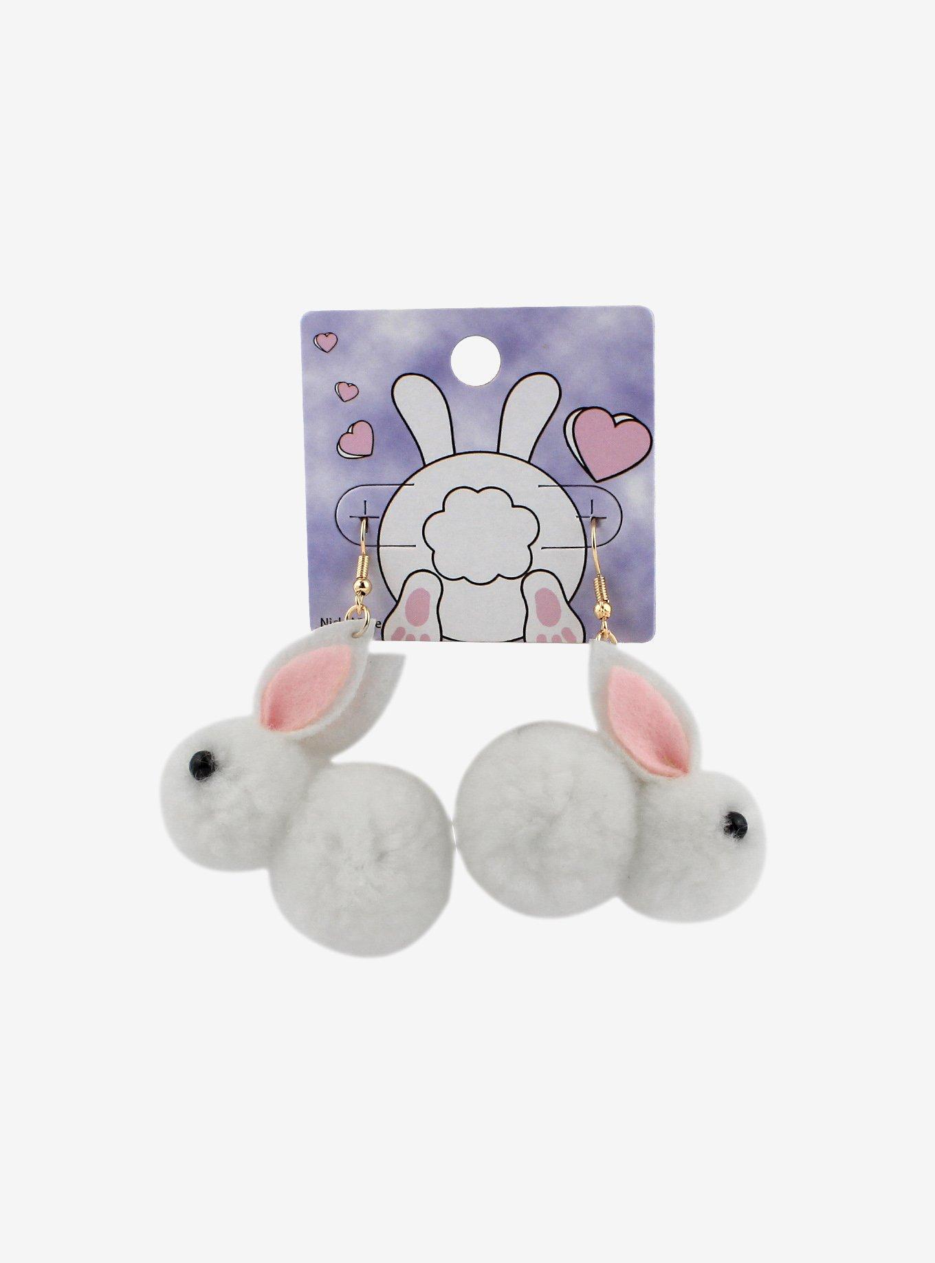 Fuzzy Bunny Drop Earrings, , alternate