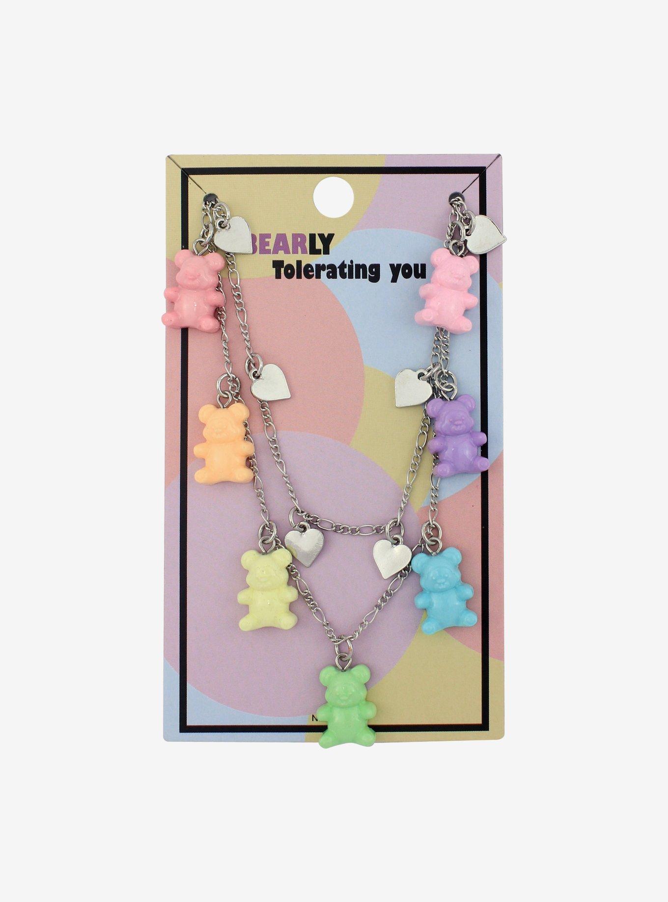 Pastel Candy Bear Heart Necklace Set, , alternate