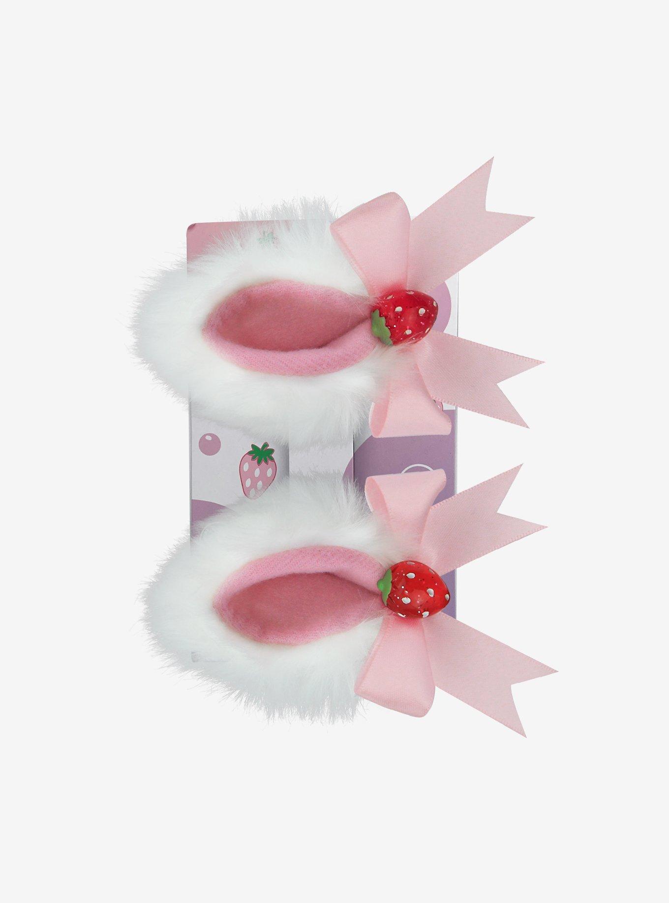 Strawberry Cat Ear Hair Clip Set, , alternate