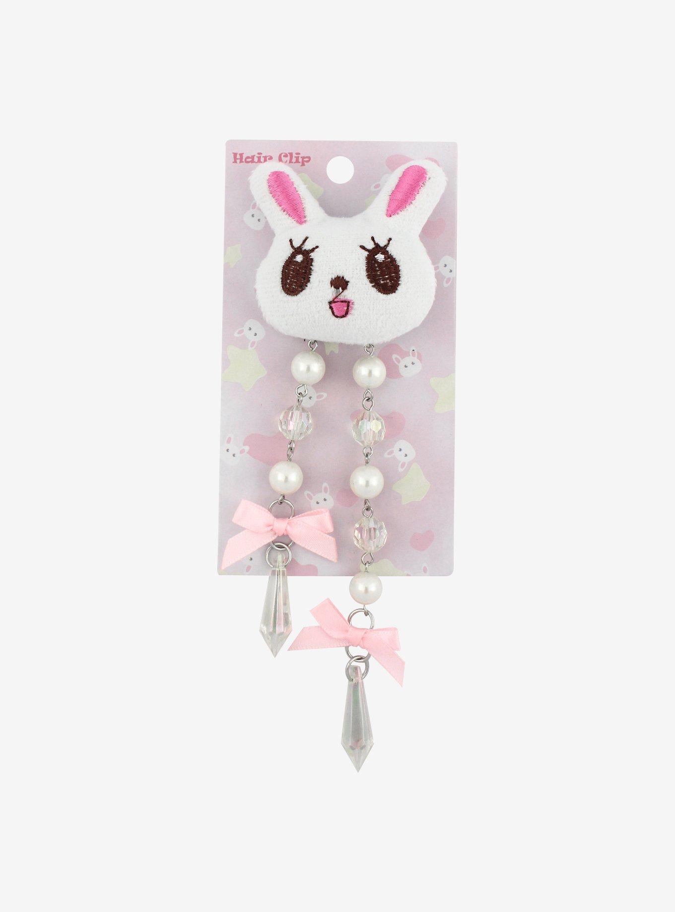 Bunny Dangling Bow Hair Clip, , alternate