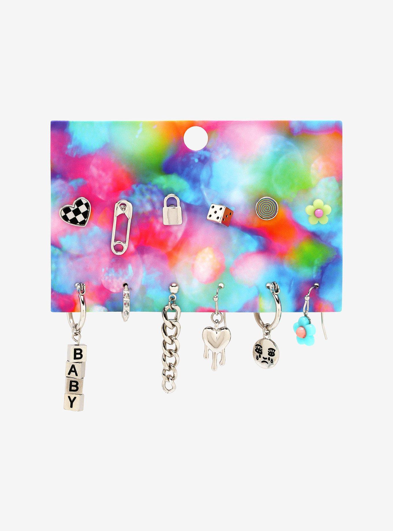 Baby Block Chain Daisy Mismatch Earring Set, , alternate