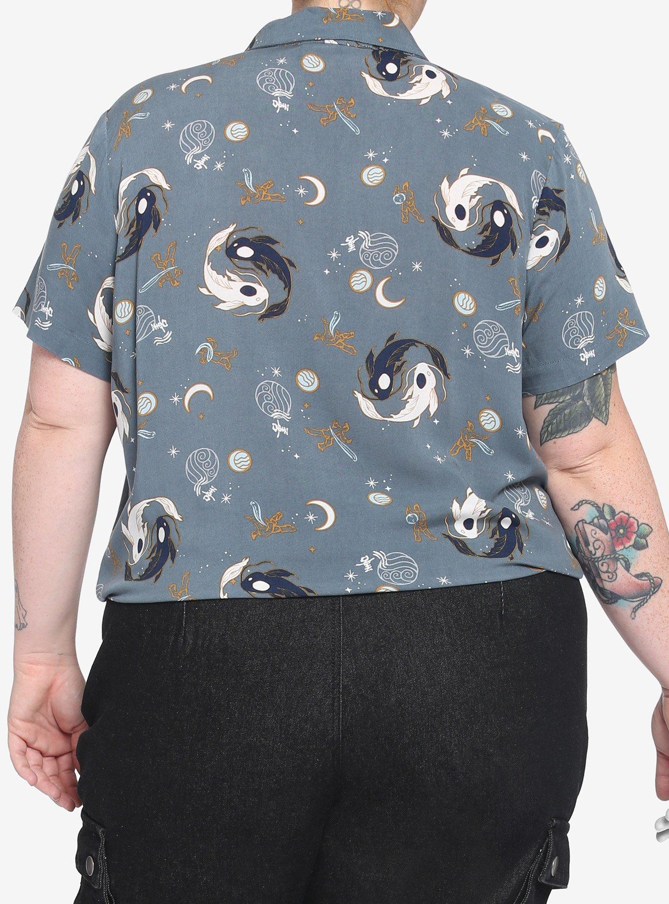 Her Universe Avatar: The Last Airbender Moon Spirit Tie-Front Woven Button-Up Plus Size Her Universe Exclusive, MULTI, alternate