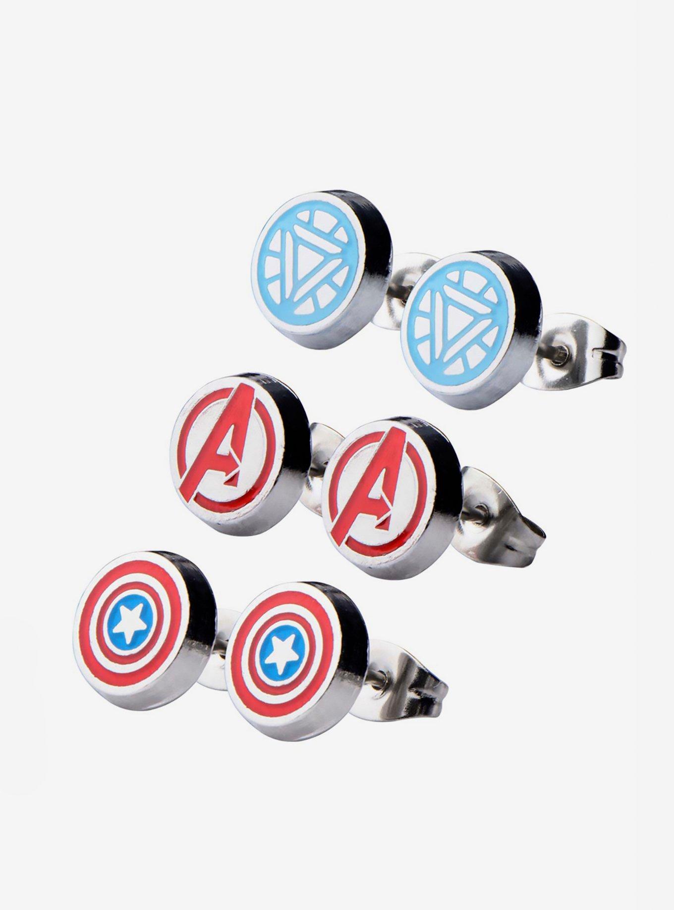 Marvel Avengers Captain America Iron Man Earring Set, , alternate