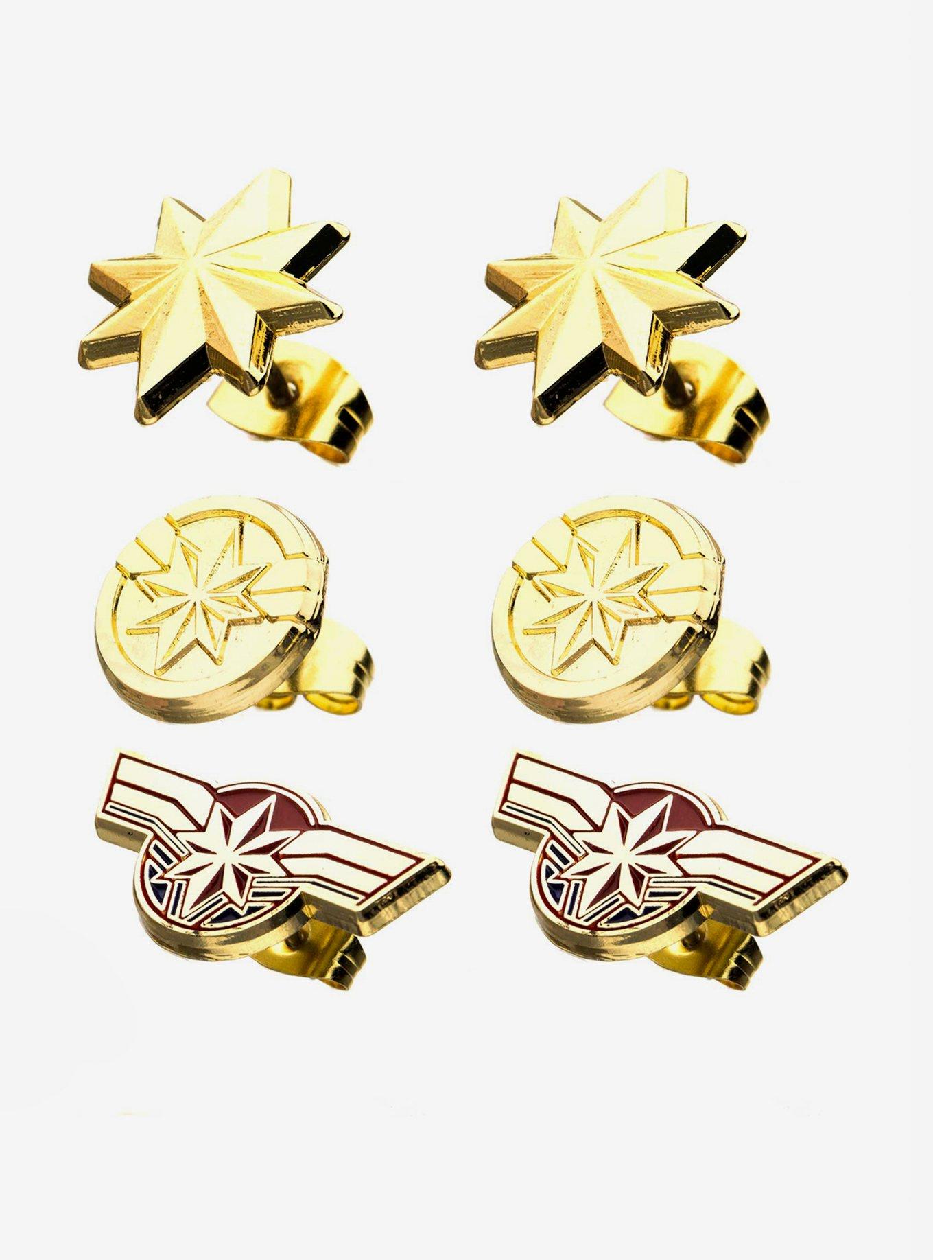 Marvel Captain Marvel Earring Set, , alternate