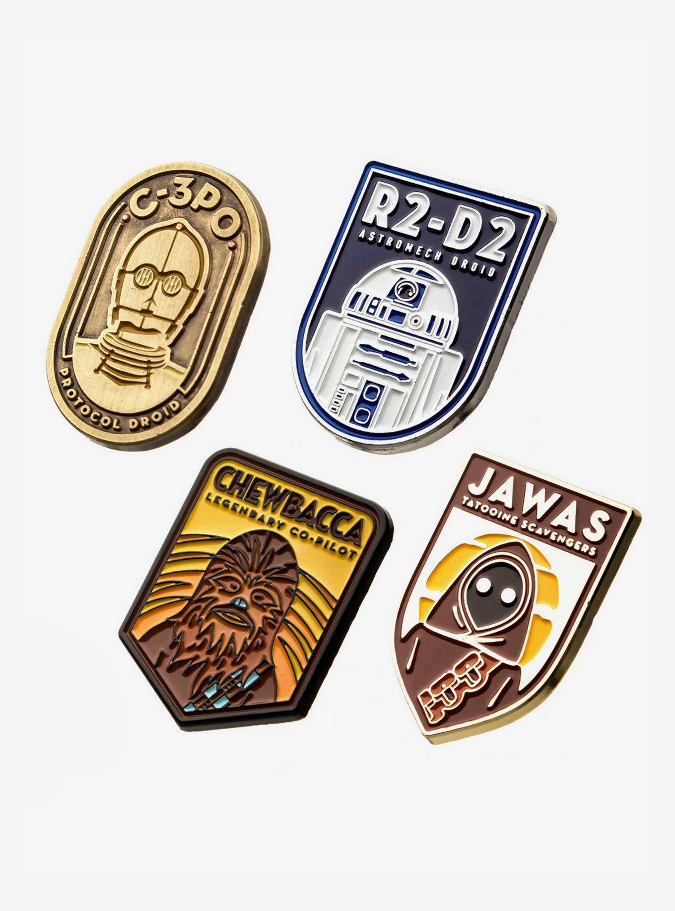 Star Wars R2-D2 C-3PO Chewbacca & Jawas Enamel Pin Set, , alternate