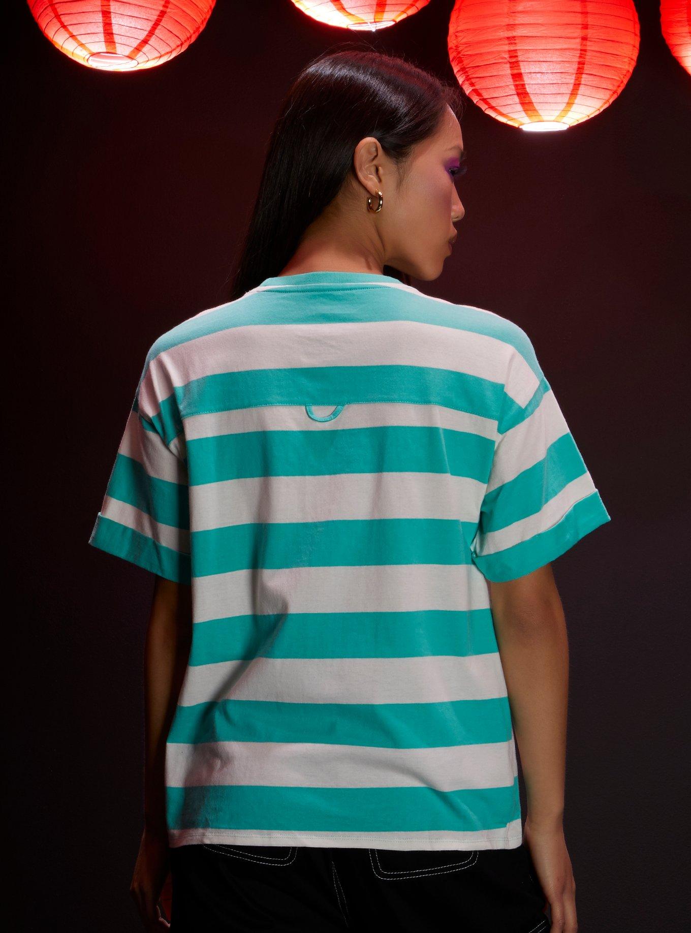Studio Ghibli Spirited Away Haku & Chihiro Teal & White Stripe T-Shirt, MULTI, alternate