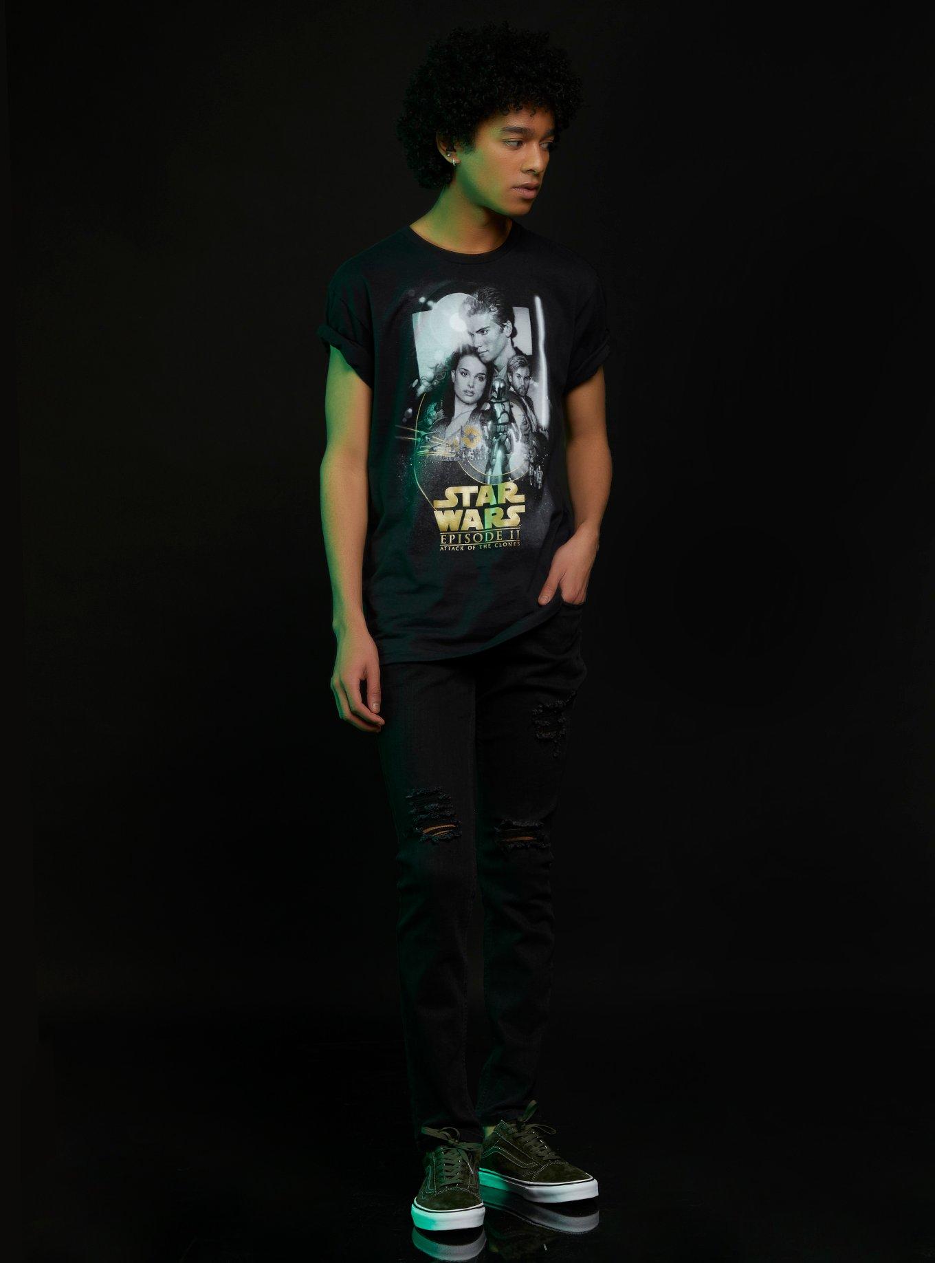 Star Wars: Episode II Attack Of The Clones Black & White Poster T-Shirt, BLACK, alternate