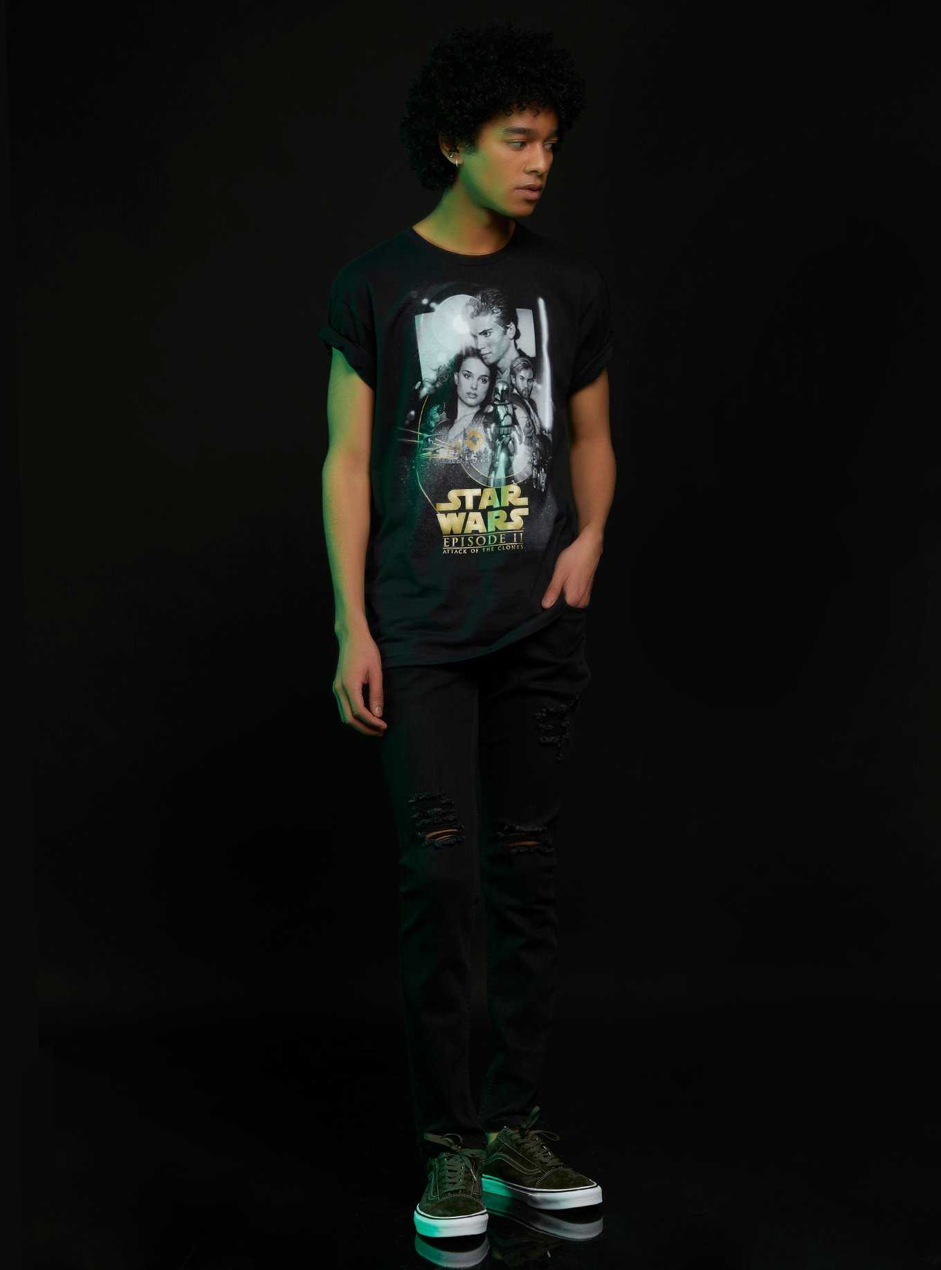 Star Wars: Episode II Attack Of The Clones Black & White Poster T-Shirt, , hi-res