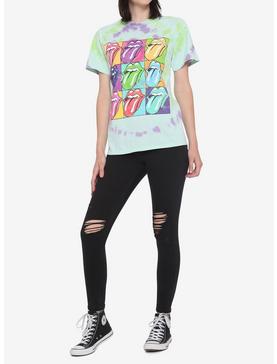 The Rolling Stones Distressed Pop Art Grid Tie-Dye Girls T-Shirt, , hi-res