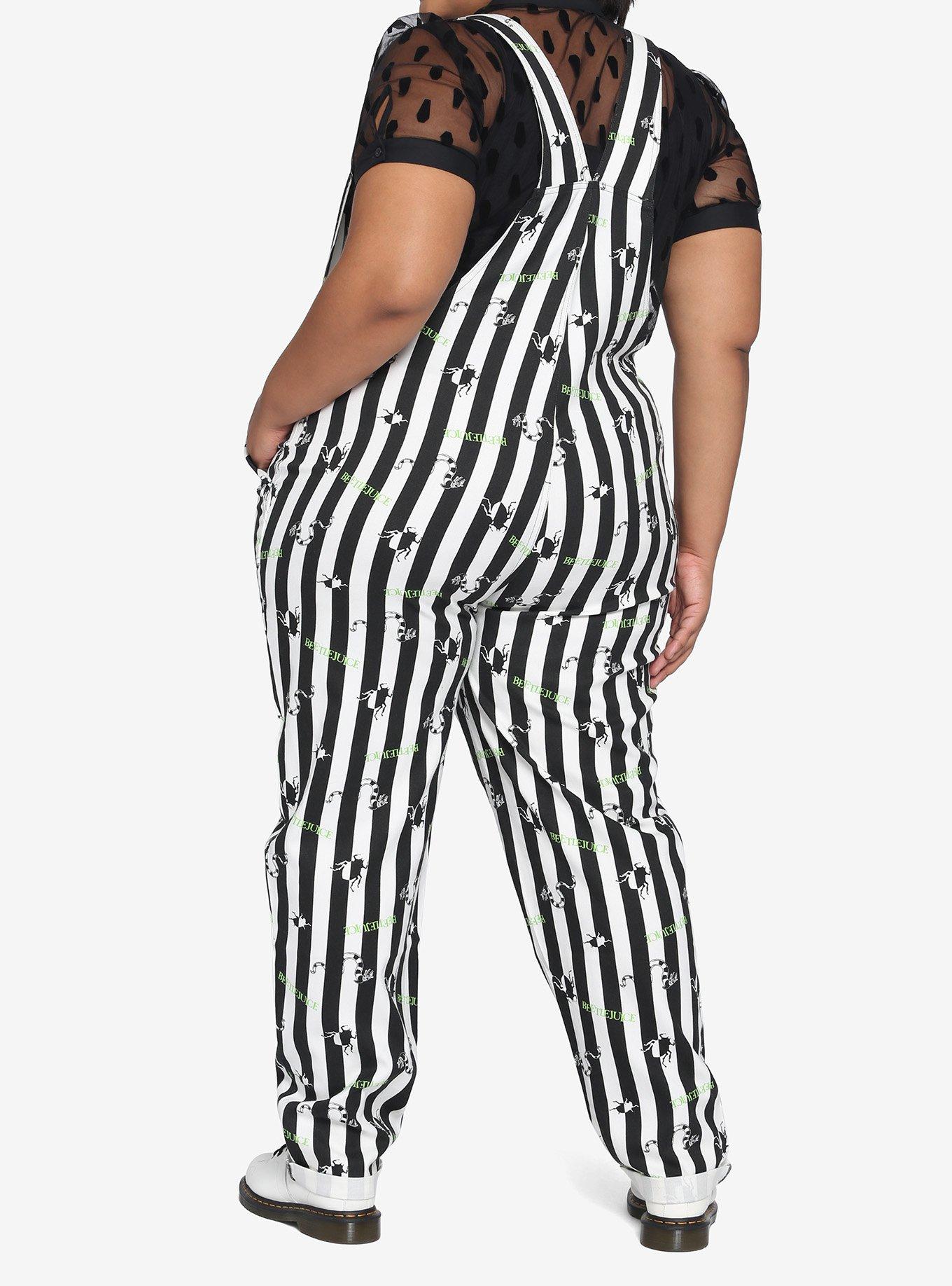 Beetlejuice Stripe Soft Overalls Plus Size, MULTI, alternate