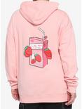Strawberry Milk Pastel Pink Girls Hoodie Plus Size, PINK, alternate
