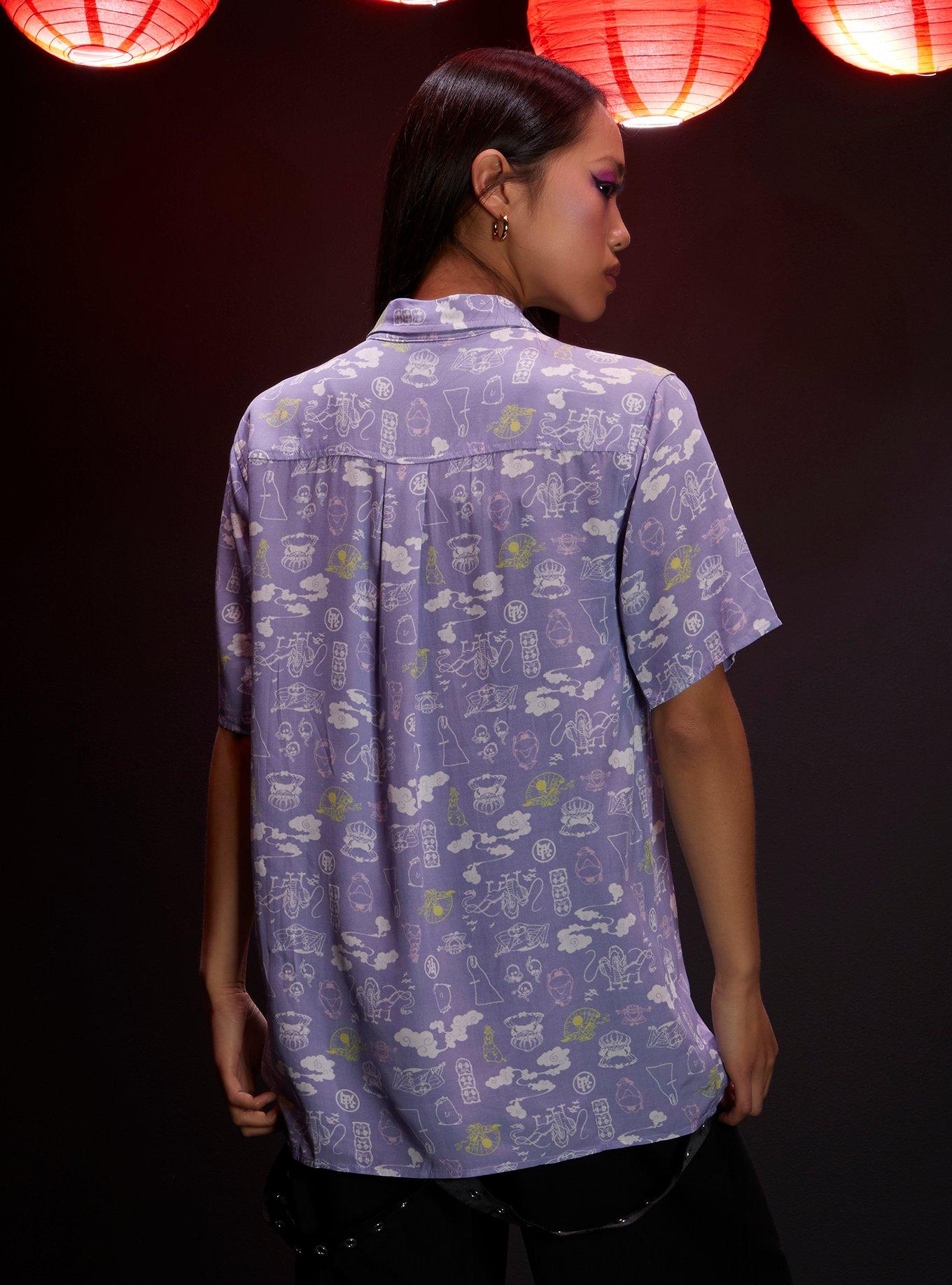 Studio Ghibli Spirited Away Lavender Icons Girls Woven Button-Up, MULTI, alternate