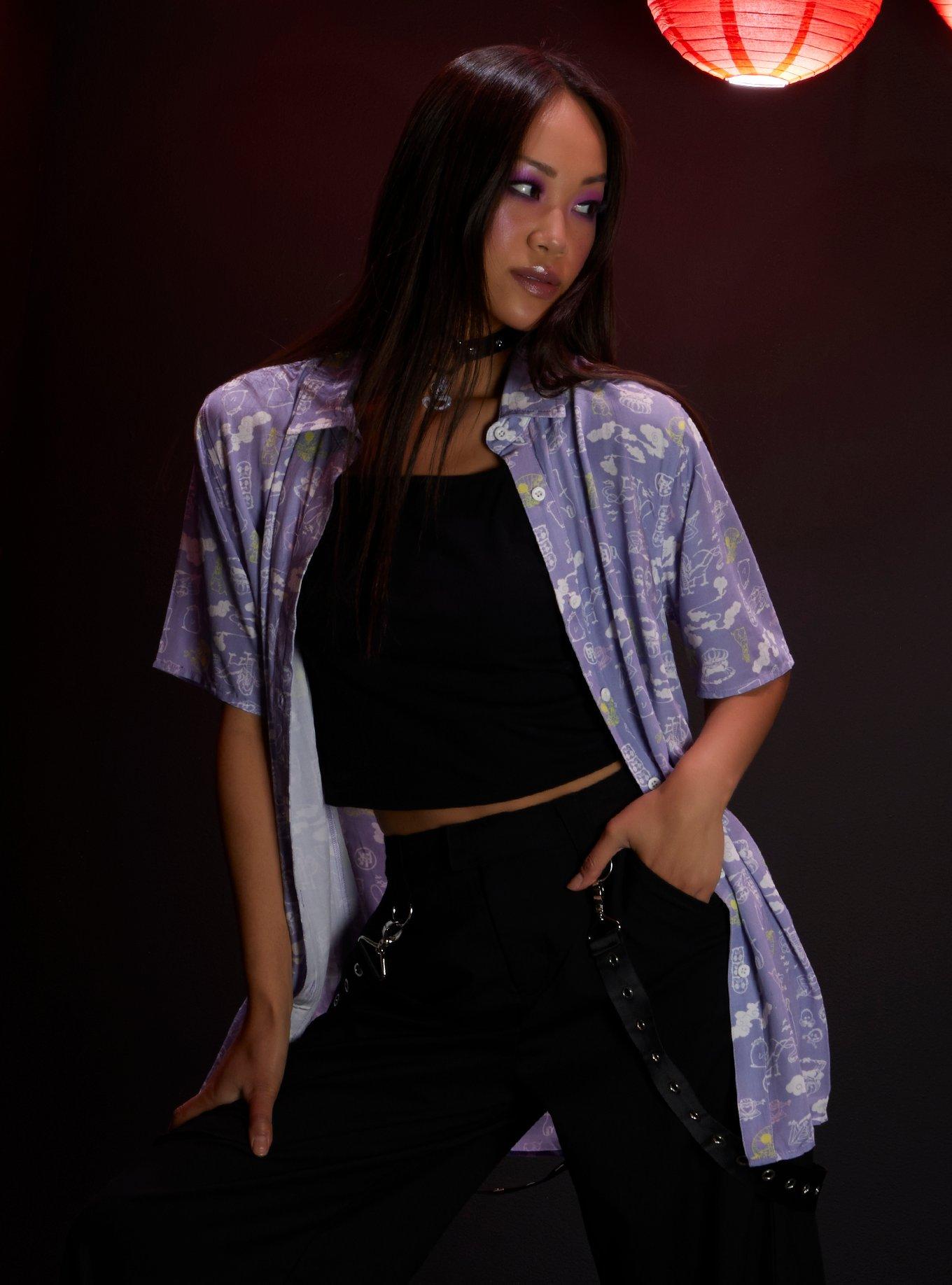 Studio Ghibli Spirited Away Lavender Icons Girls Woven Button-Up, MULTI, alternate