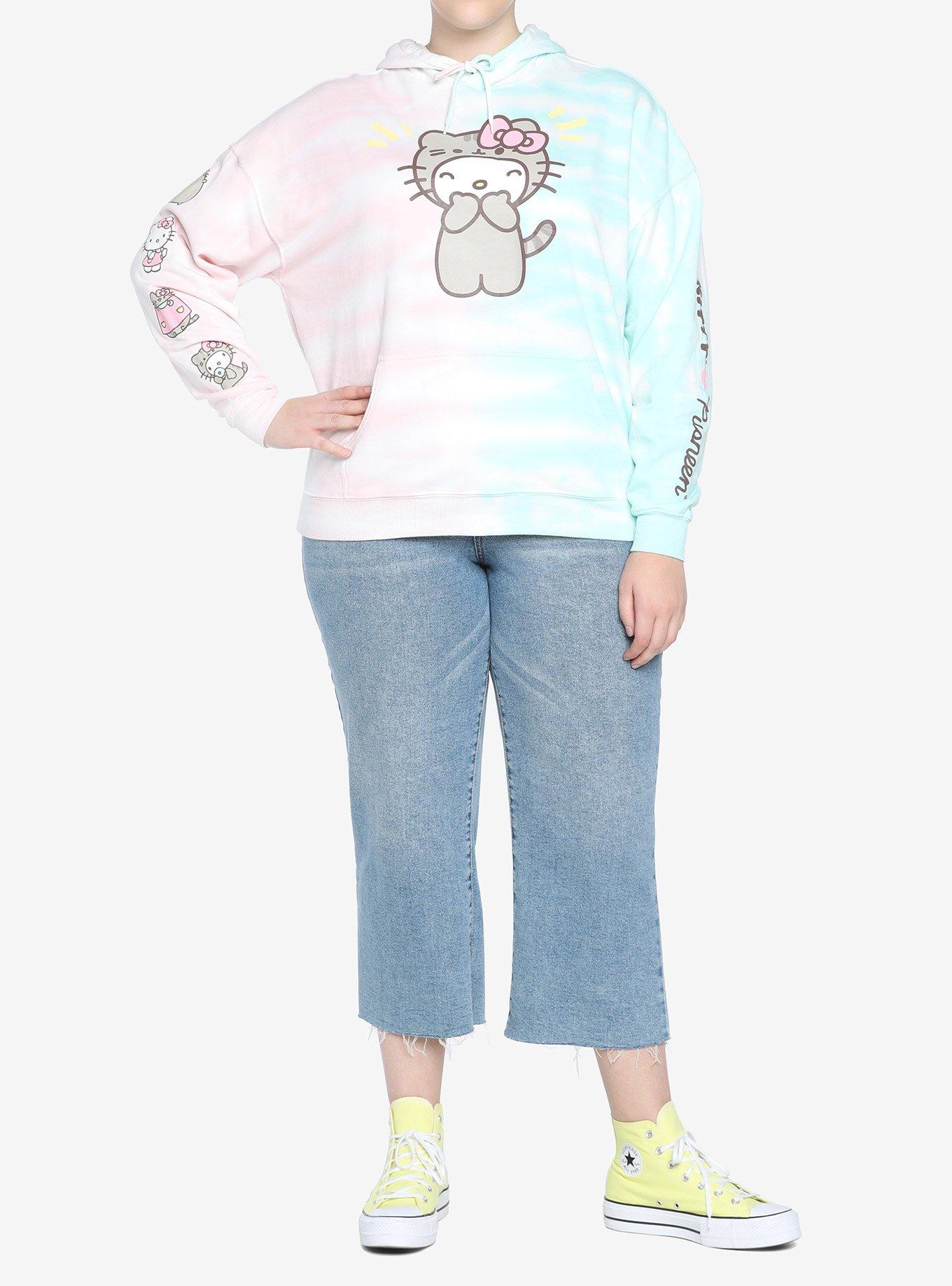 Hello Kitty X Pusheen Split Tie-Dye Girls Hoodie Plus Size, MULTI, alternate