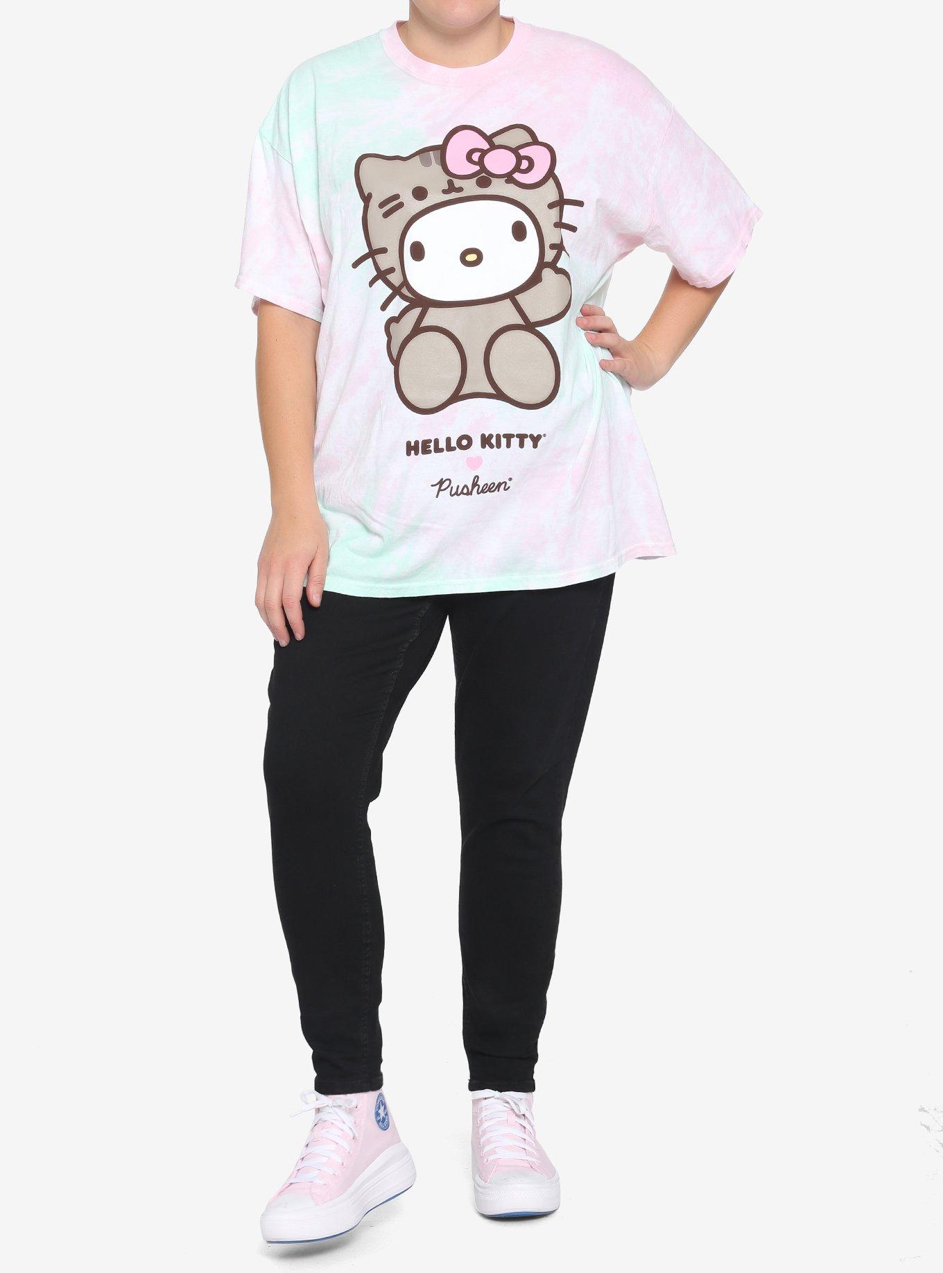 Hello Kitty X Pusheen Tie-Dye Boyfriend Fit Girls T-Shirt Plus Size, MULTI, alternate