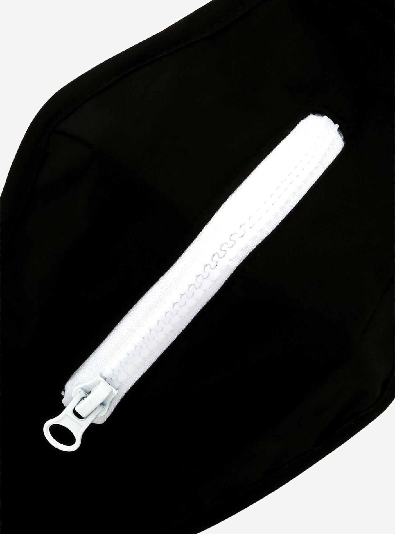 Black With White Zipper Fashion Face Mask, , alternate