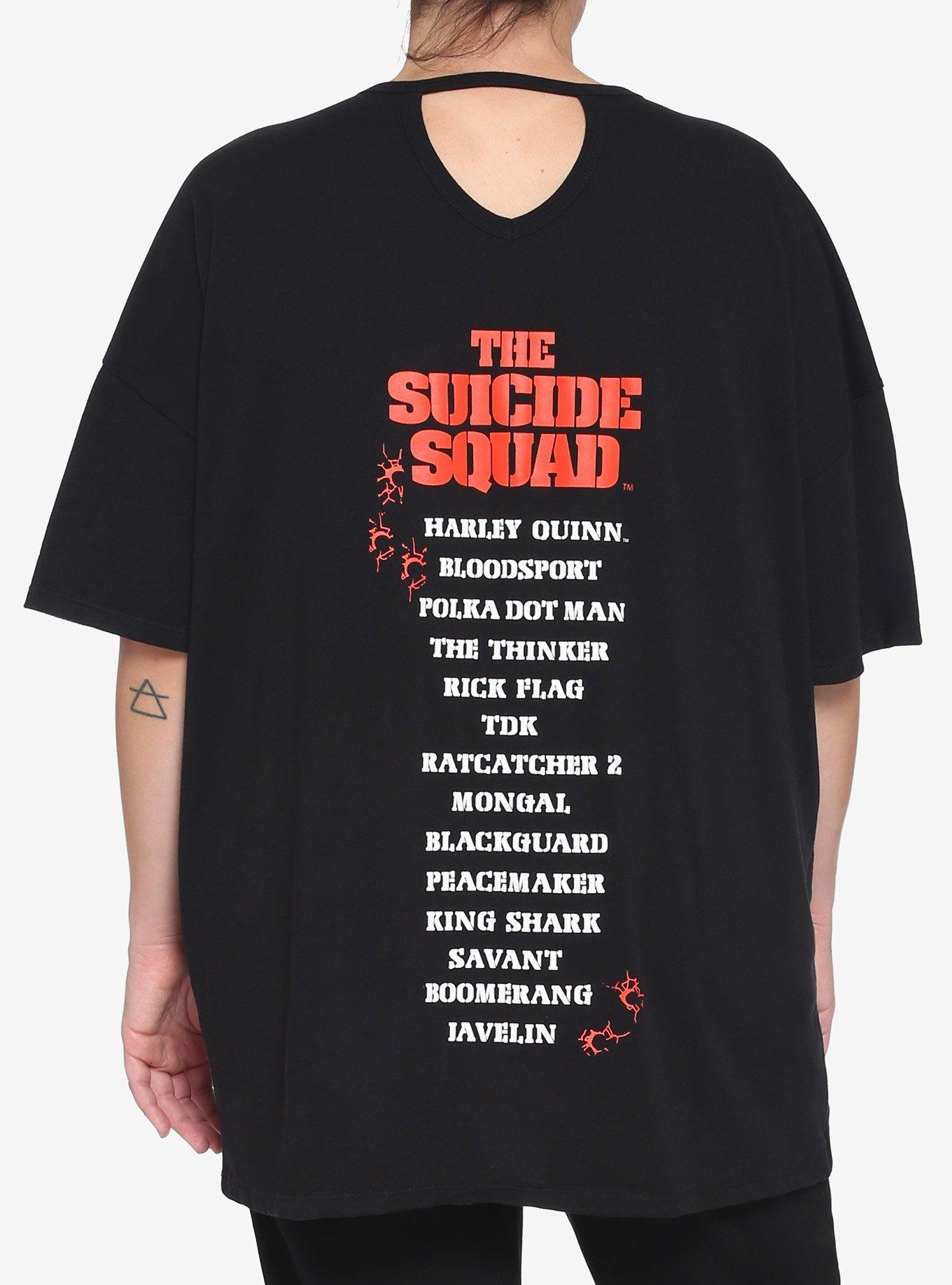 DC Comics The Suicide Squad Character Grid Distressed Oversized T-Shirt Plus Size, MULTI, alternate