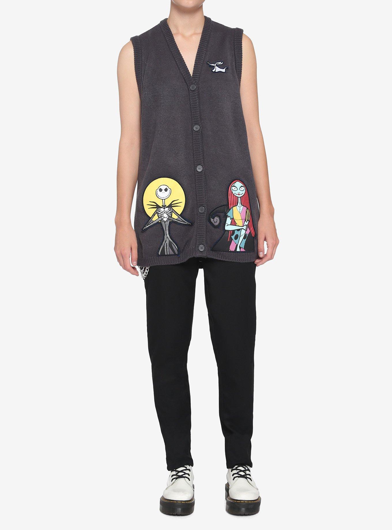 The Nightmare Before Christmas Jack & Sally Applique Girl Sweater Vest, MULTI, alternate