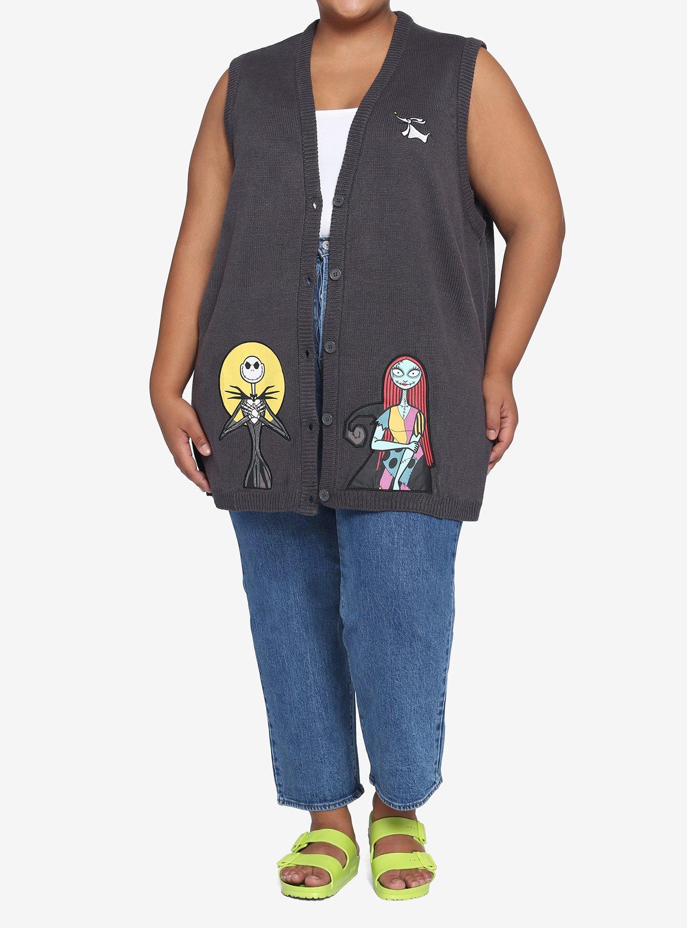 The Nightmare Before Christmas Jack & Sally Applique Girl Sweater Vest Plus Size, MULTI, alternate