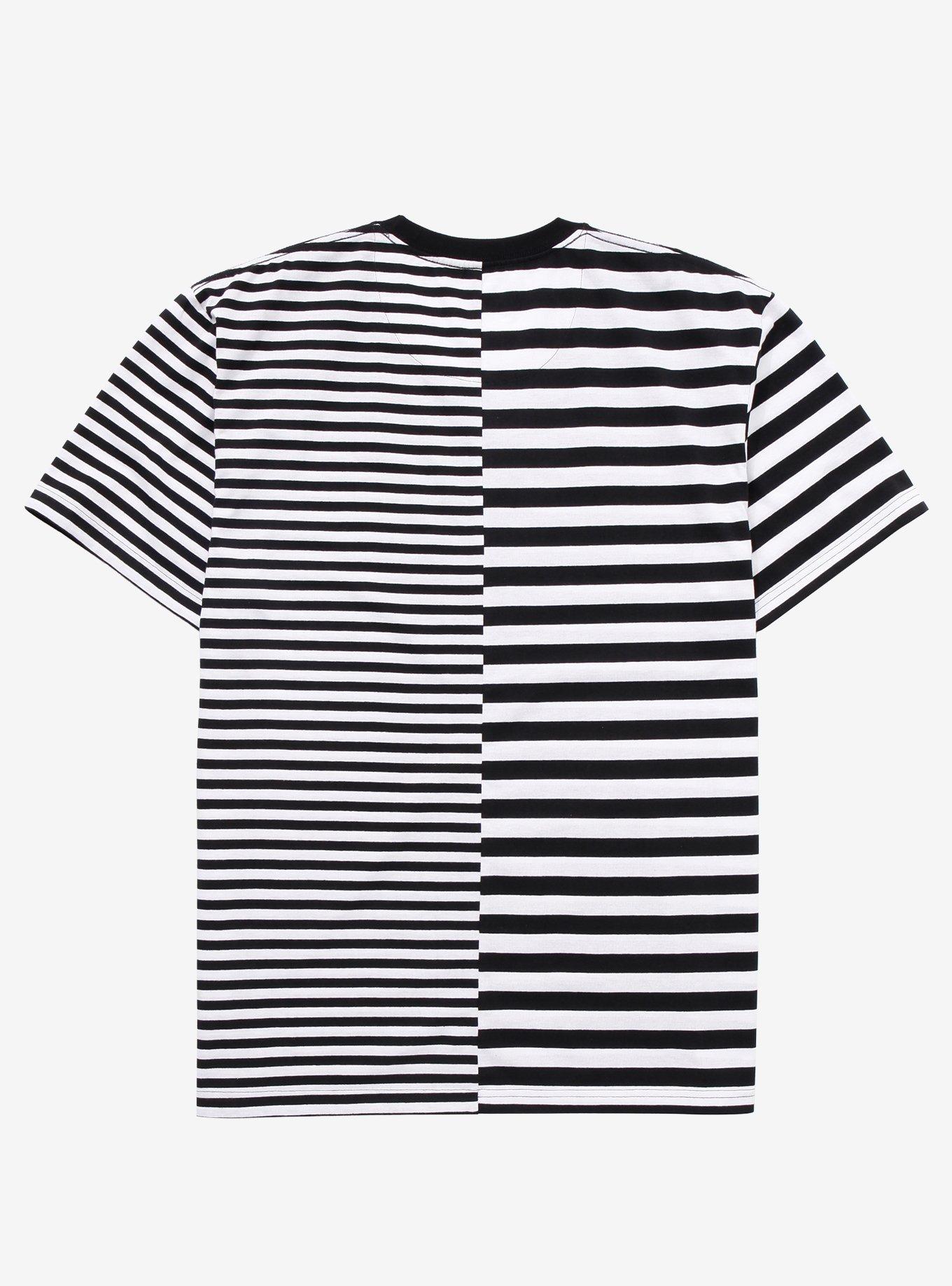 White & Black Stripe Split T-Shirt, STRIPE - WHITE, alternate