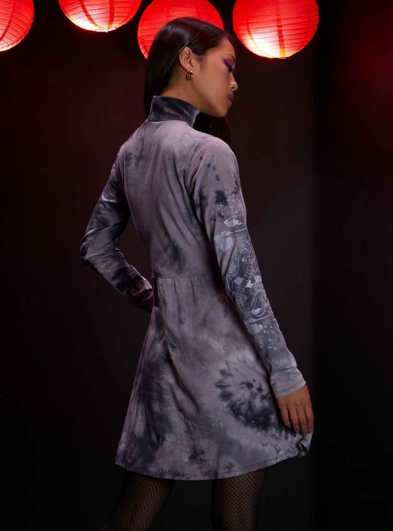 Studio Ghibli Spirited Away Haku Tie-Dye Long-Sleeve Dress, MULTI, alternate