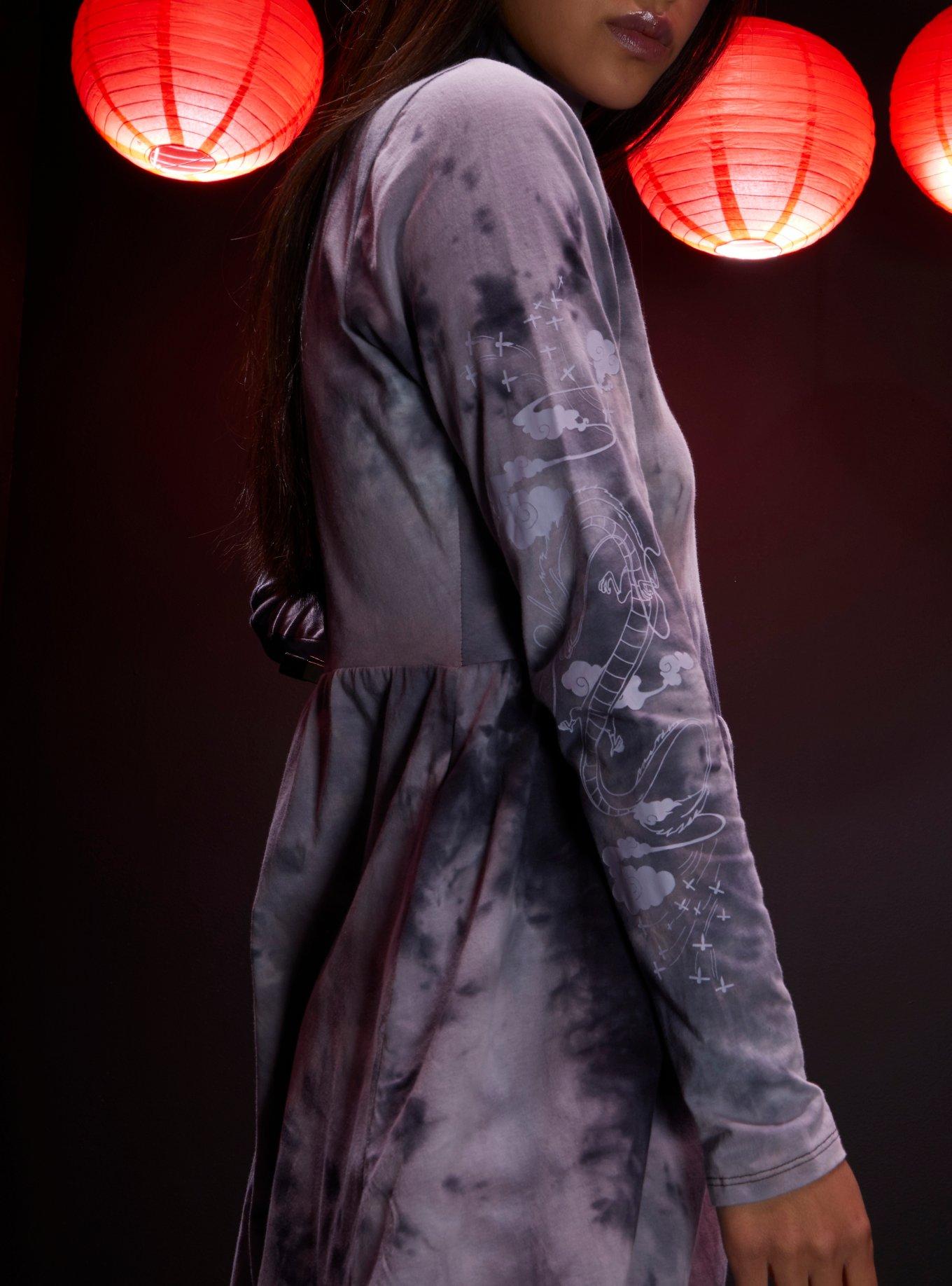 Studio Ghibli Spirited Away Haku Tie-Dye Long-Sleeve Dress, MULTI, alternate