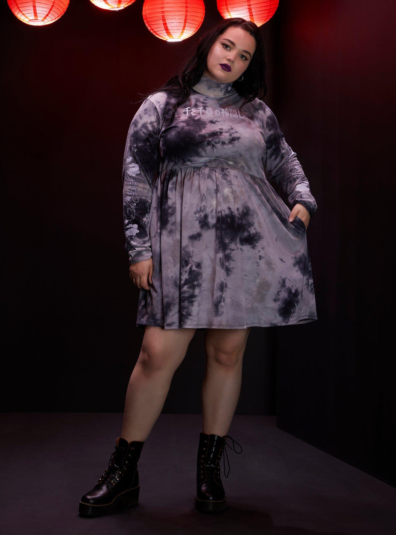 Studio Ghibli Spirited Away Haku Tie-Dye Long-Sleeve Dress Plus Size, MULTI, alternate