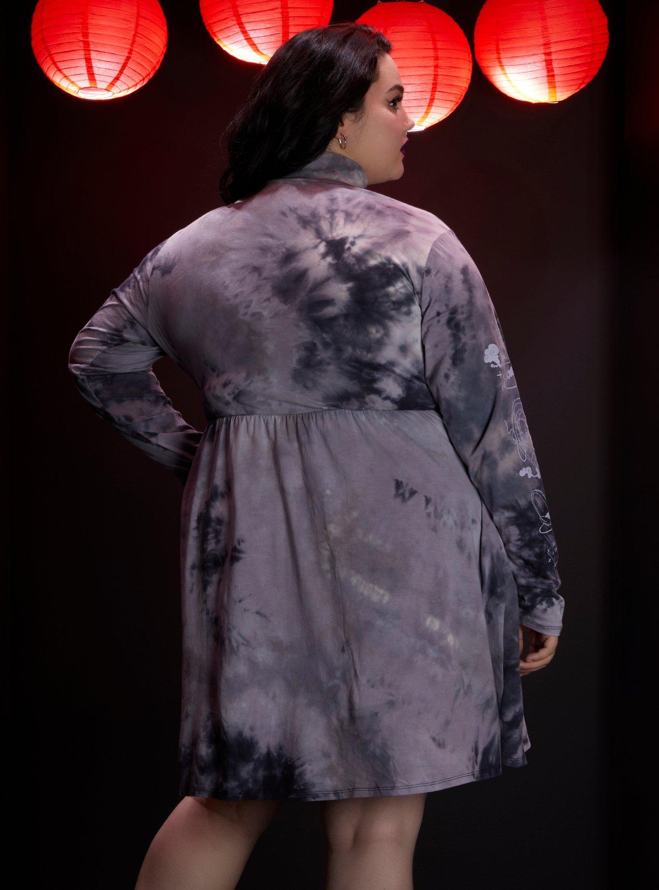 Studio Ghibli Spirited Away Haku Tie-Dye Long-Sleeve Dress Plus Size, MULTI, alternate