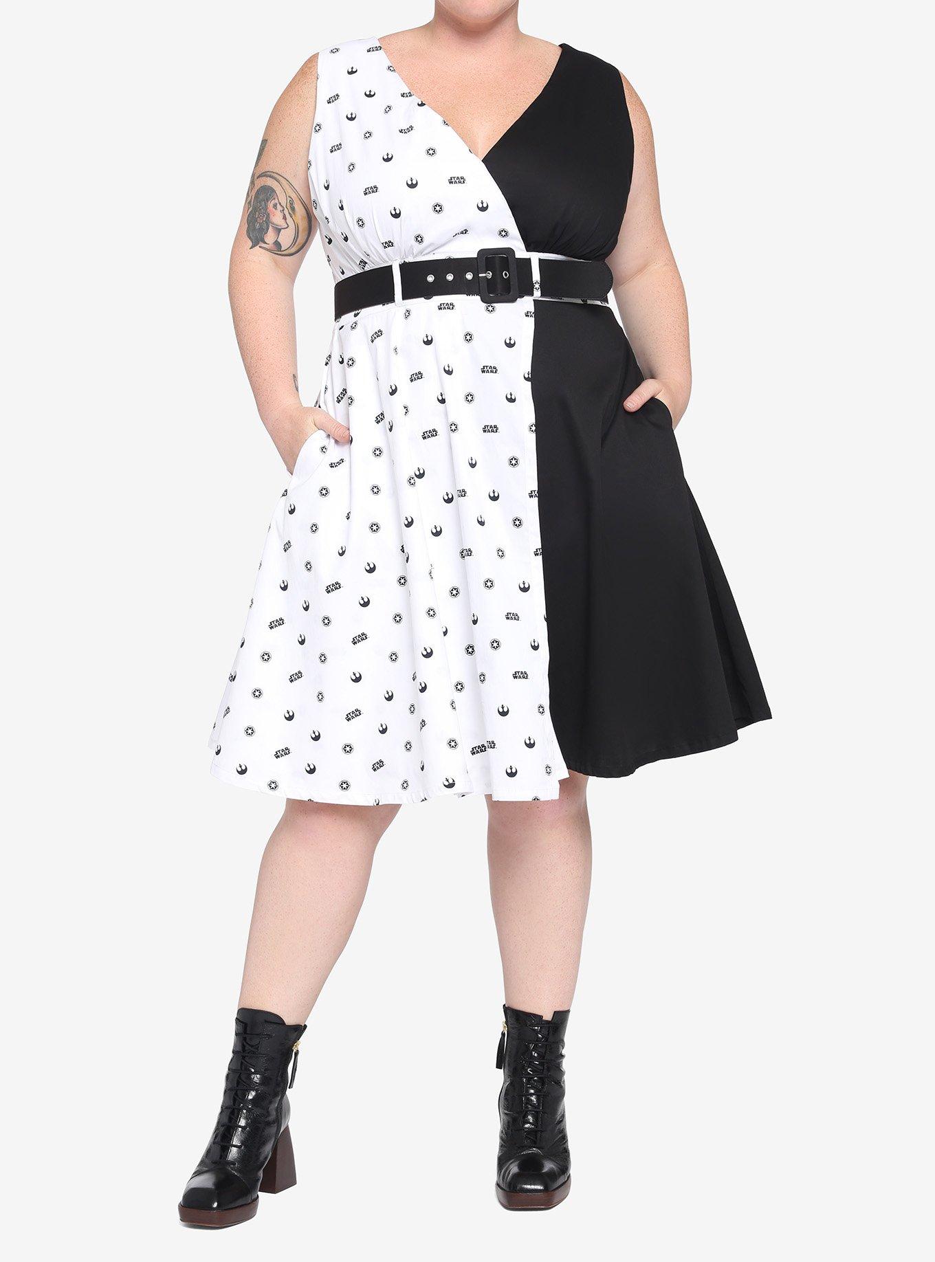 Her Universe Star Wars Black & White Symbol Dress Plus Size Her Universe Exclusive, MULTI, alternate