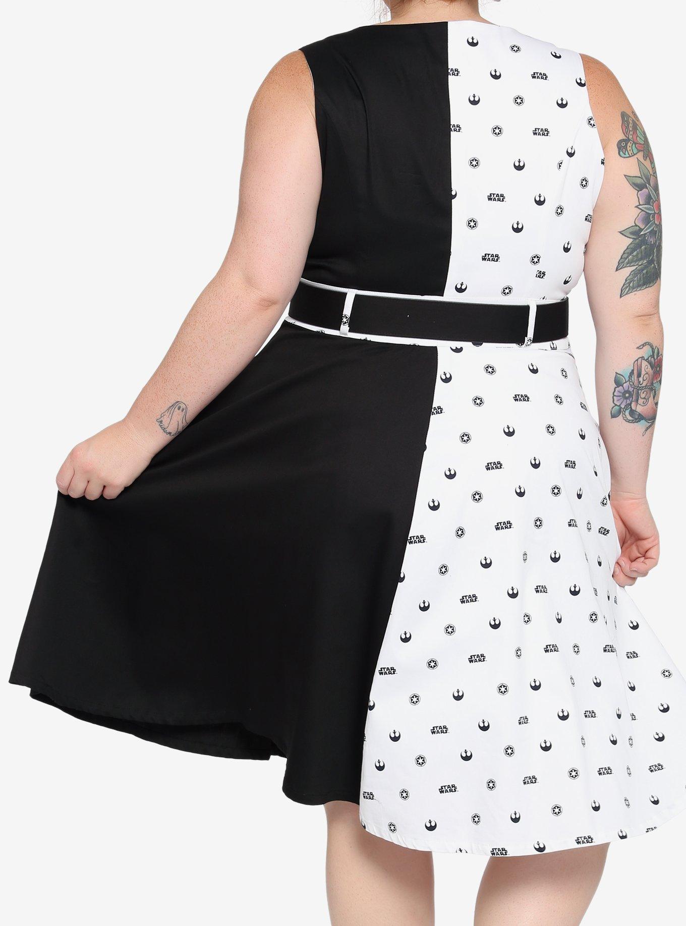 Her Universe Star Wars Black & White Symbol Dress Plus Size Her Universe Exclusive, MULTI, alternate