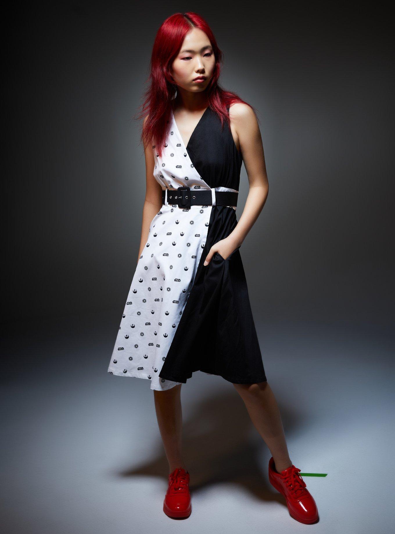 Her Universe Star Wars Black & White Symbol Dress Her Universe Exclusive, MULTI, alternate