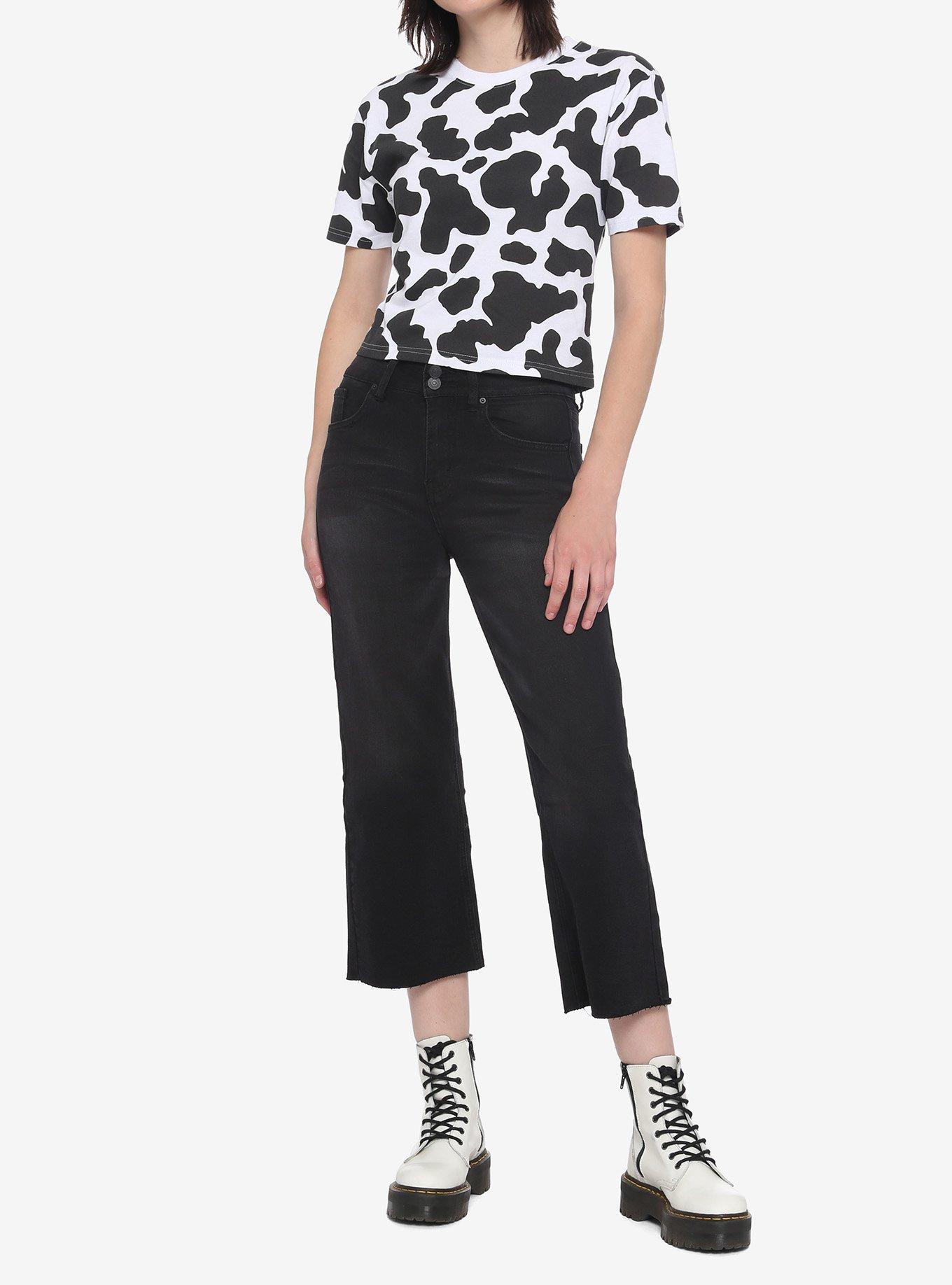Cow Print Girls Crop T-Shirt, , alternate