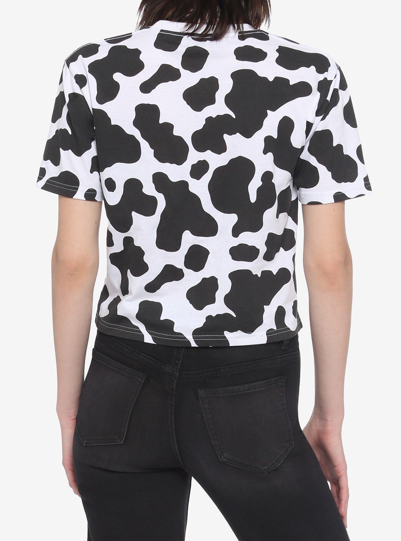 Cow Print Girls Crop T-Shirt, , alternate