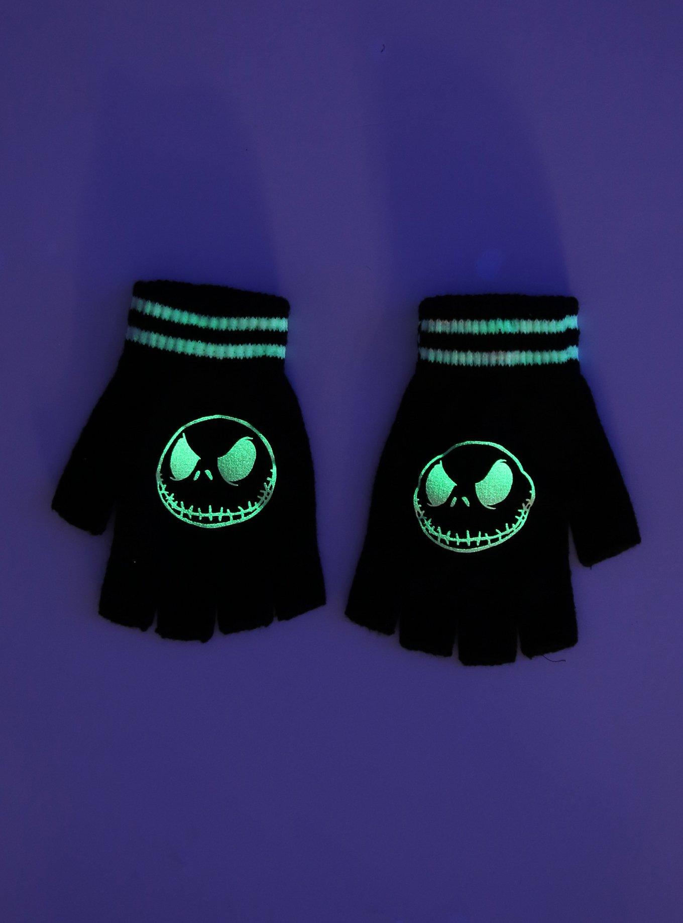 The Nightmare Before Christmas Jack Skellington Glow-In-The-Dark Fingerless Gloves, , alternate