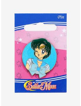 Sailor Moon Sailor Mercury Glitter Portrait Enamel Pin - BoxLunch Exclusive, , hi-res