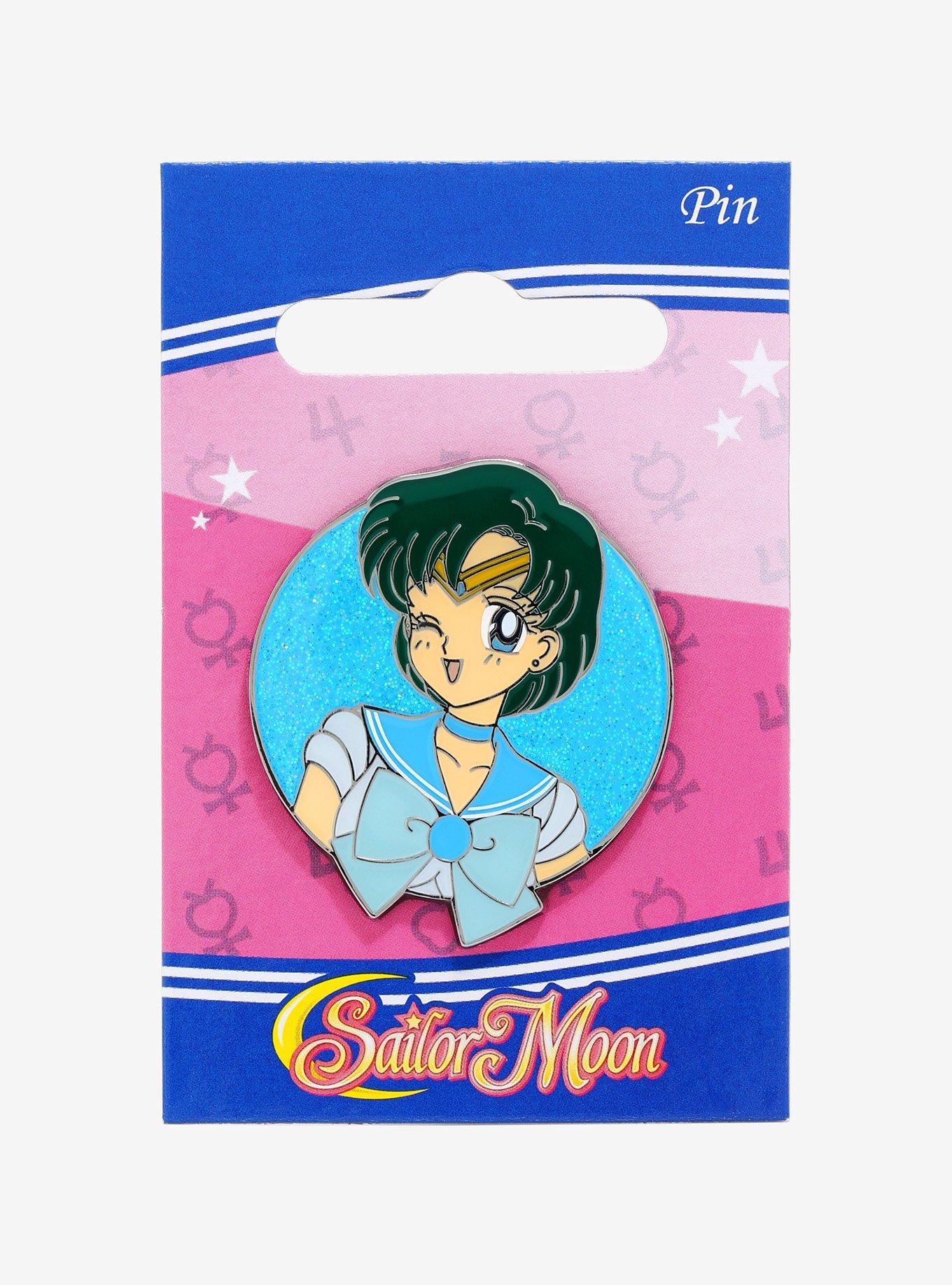 Sailor Moon Sailor Mercury Glitter Portrait Enamel Pin - BoxLunch Exclusive, , alternate