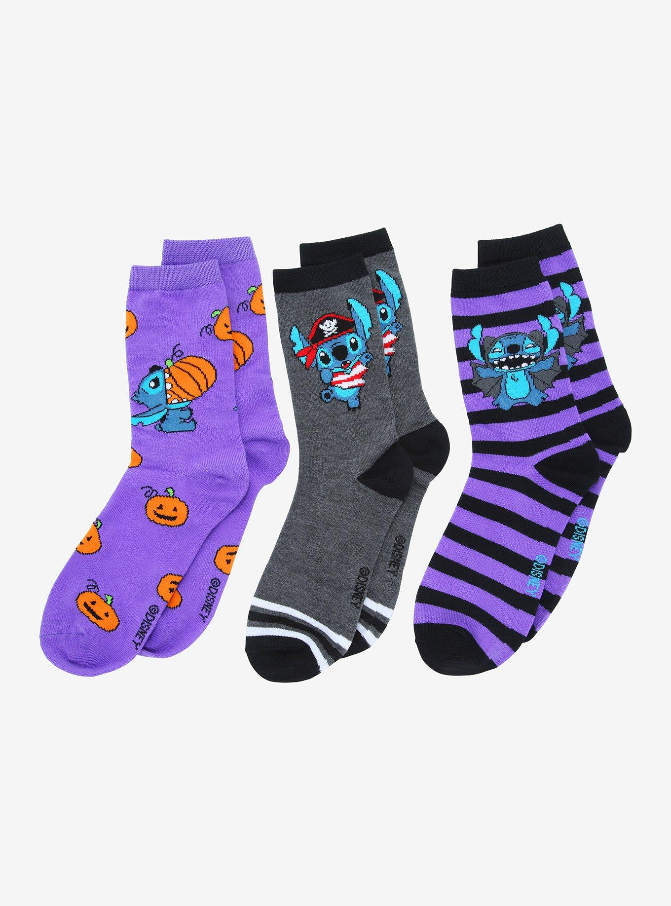 Disney Lilo & Stitch Halloween Crew Socks 3 Pair, , alternate