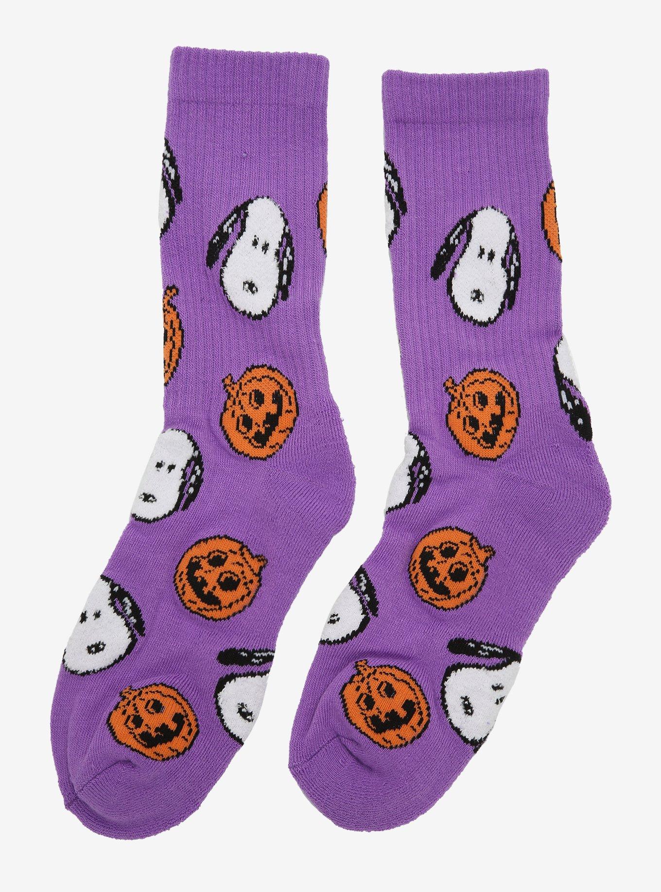 Peanuts Snoopy Pumpkin Crew Socks, , alternate
