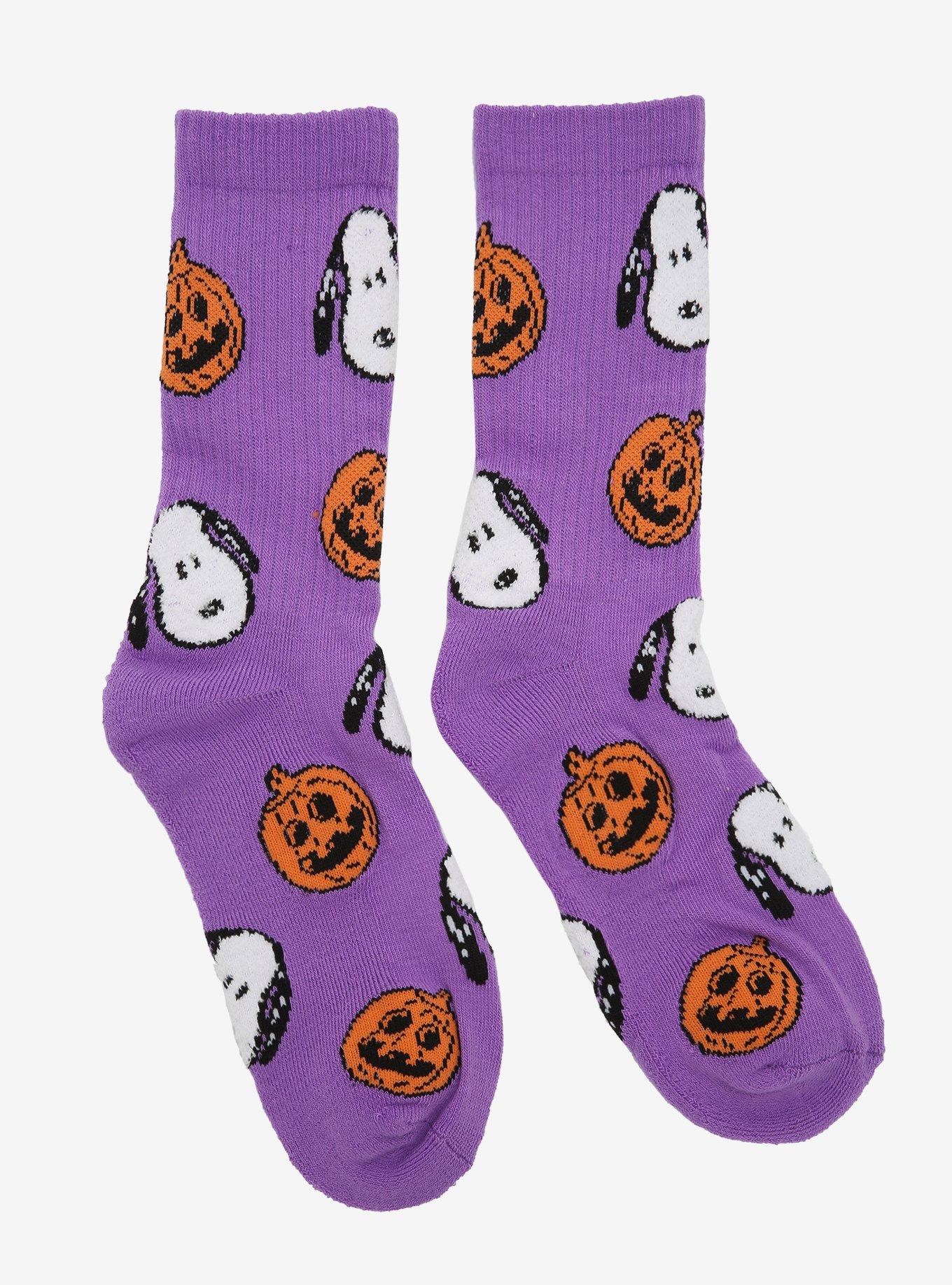 Peanuts Snoopy Pumpkin Crew Socks, , alternate