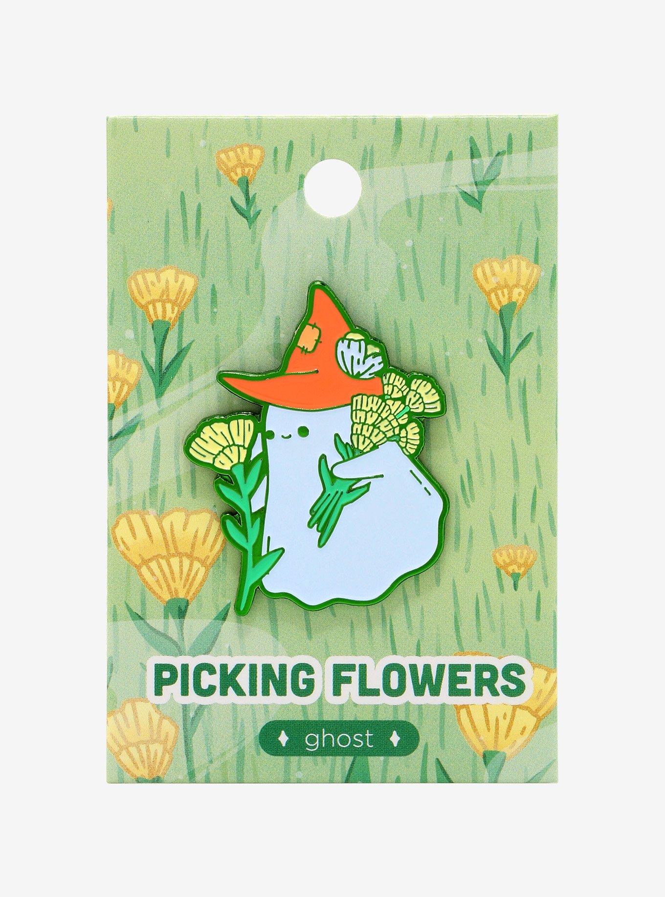 Arcasian Ghost Cottage Flower Enamel Pin, , alternate