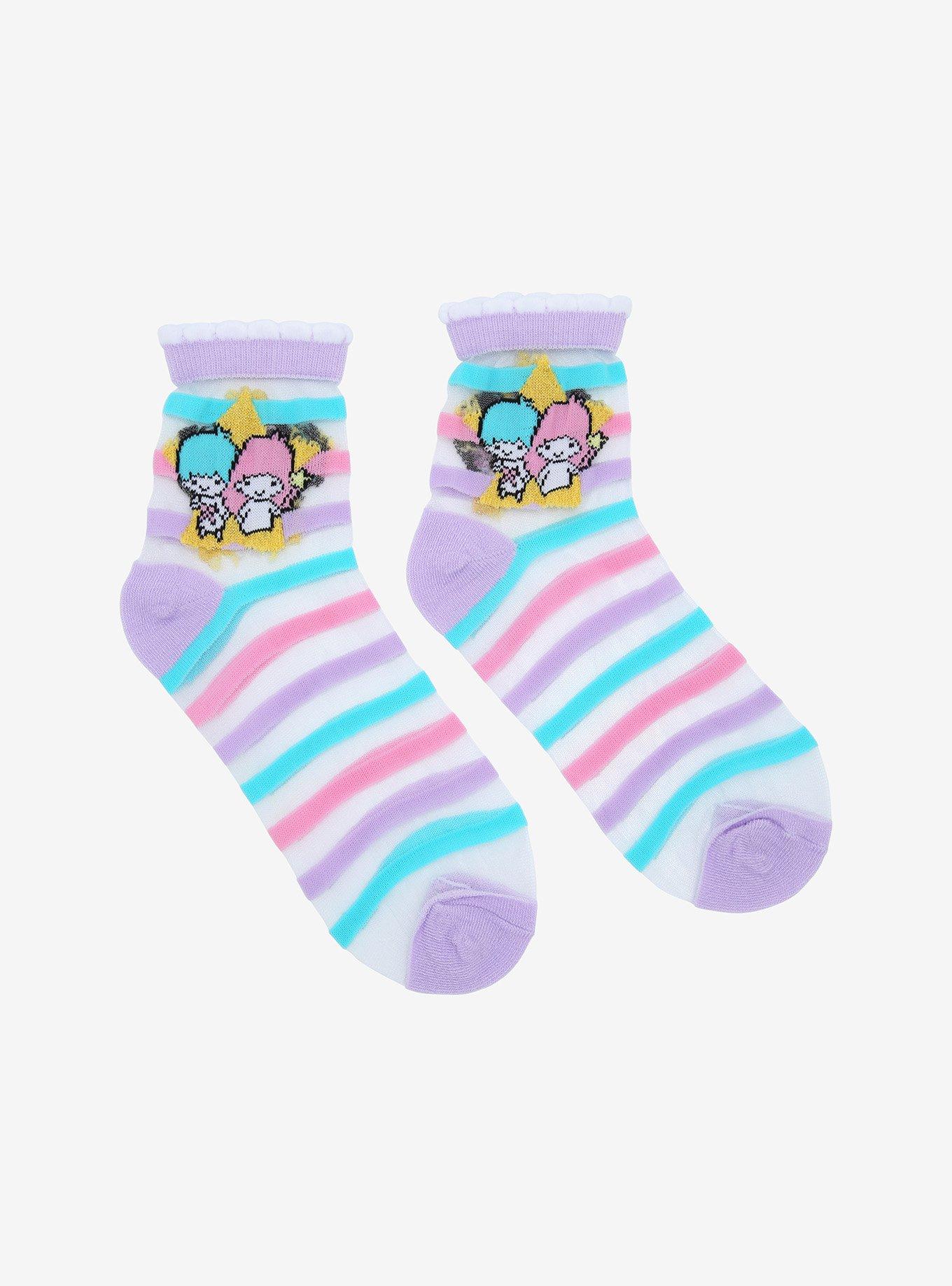 Little Twin Stars Stripe Pastel Ankle Socks, , alternate