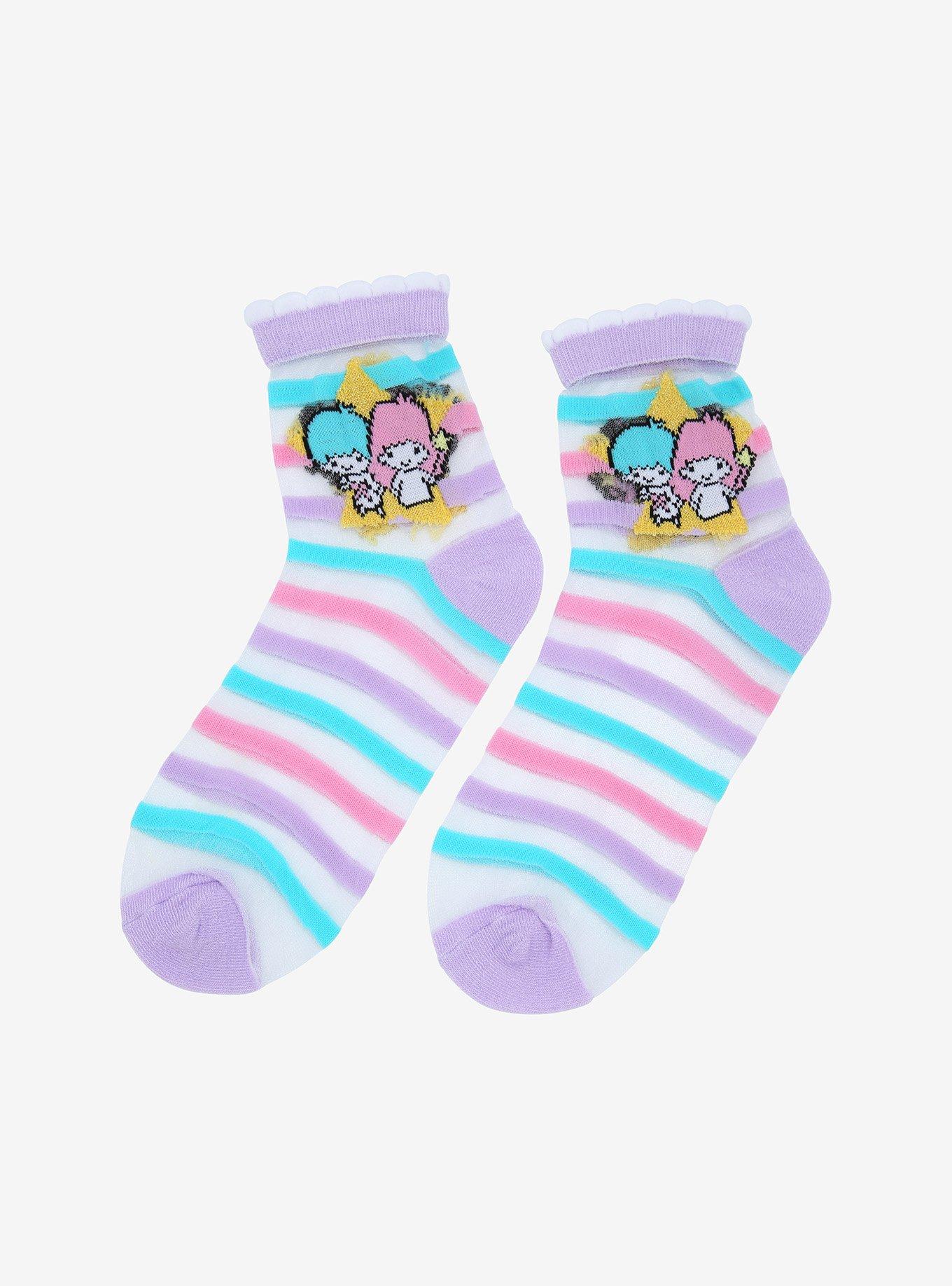 Little Twin Stars Stripe Pastel Ankle Socks, , alternate