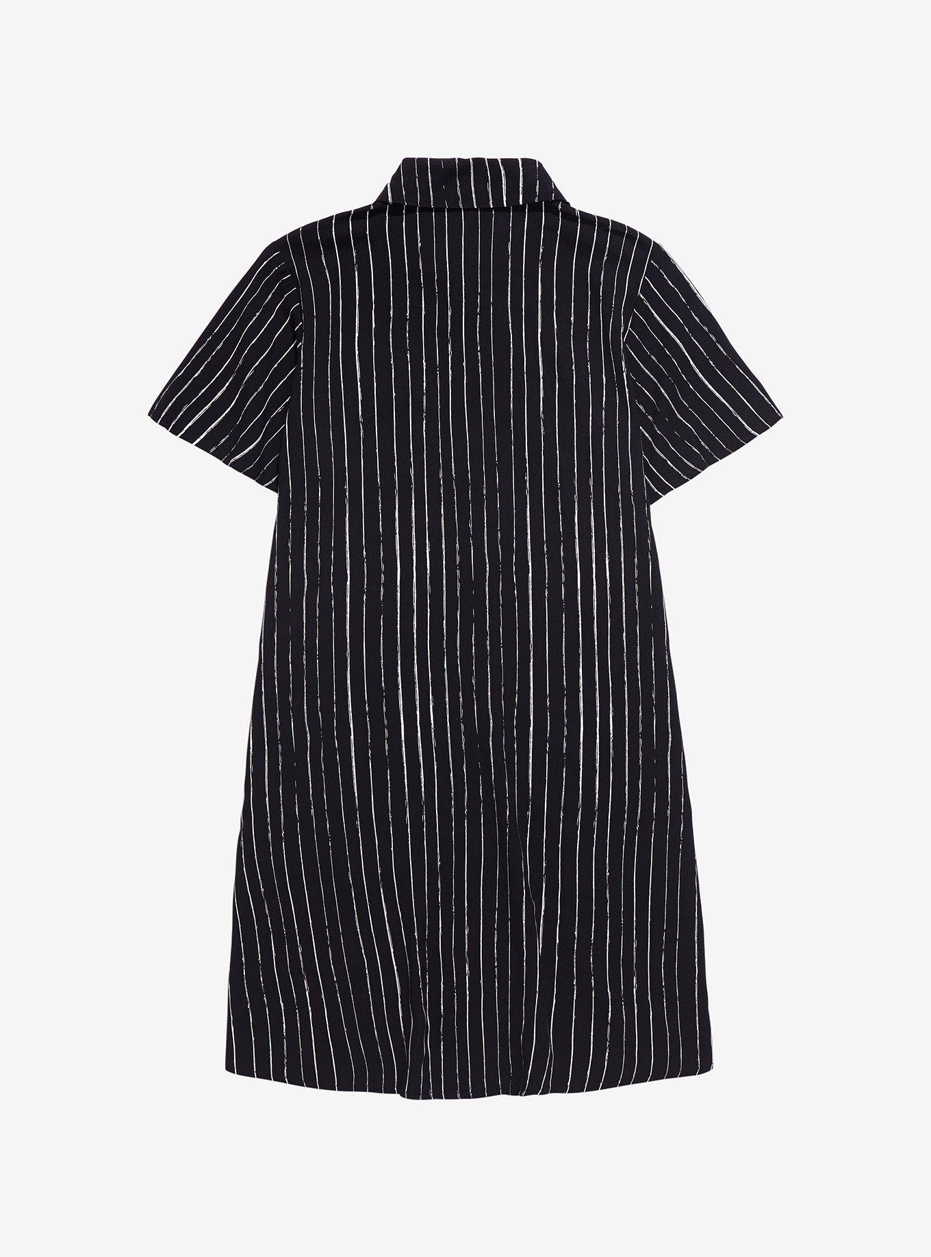 Her Universe Disney The Nightmare Before Christmas Jack Skellington Pinstripe Button-Front Dress - BoxLunch Exclusive, BLACK, alternate