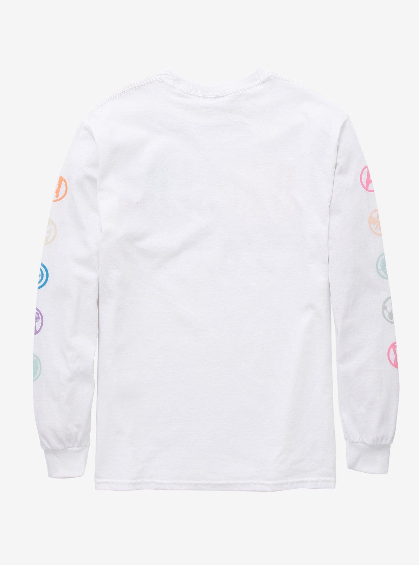 Marvel Avengers Rainbow Logo Long Sleeve T-Shirt - BoxLunch Exclusive, OFF WHITE, alternate