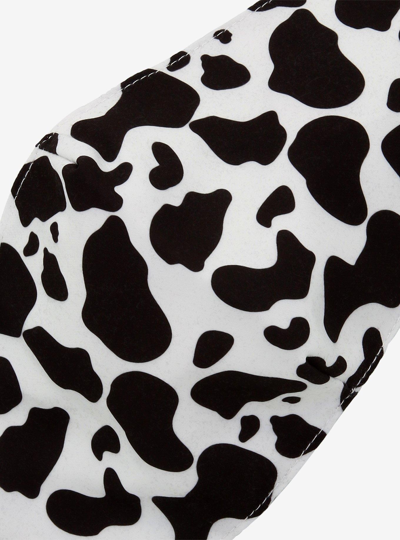 Black & White Cow Print Fashion Face Mask, , alternate
