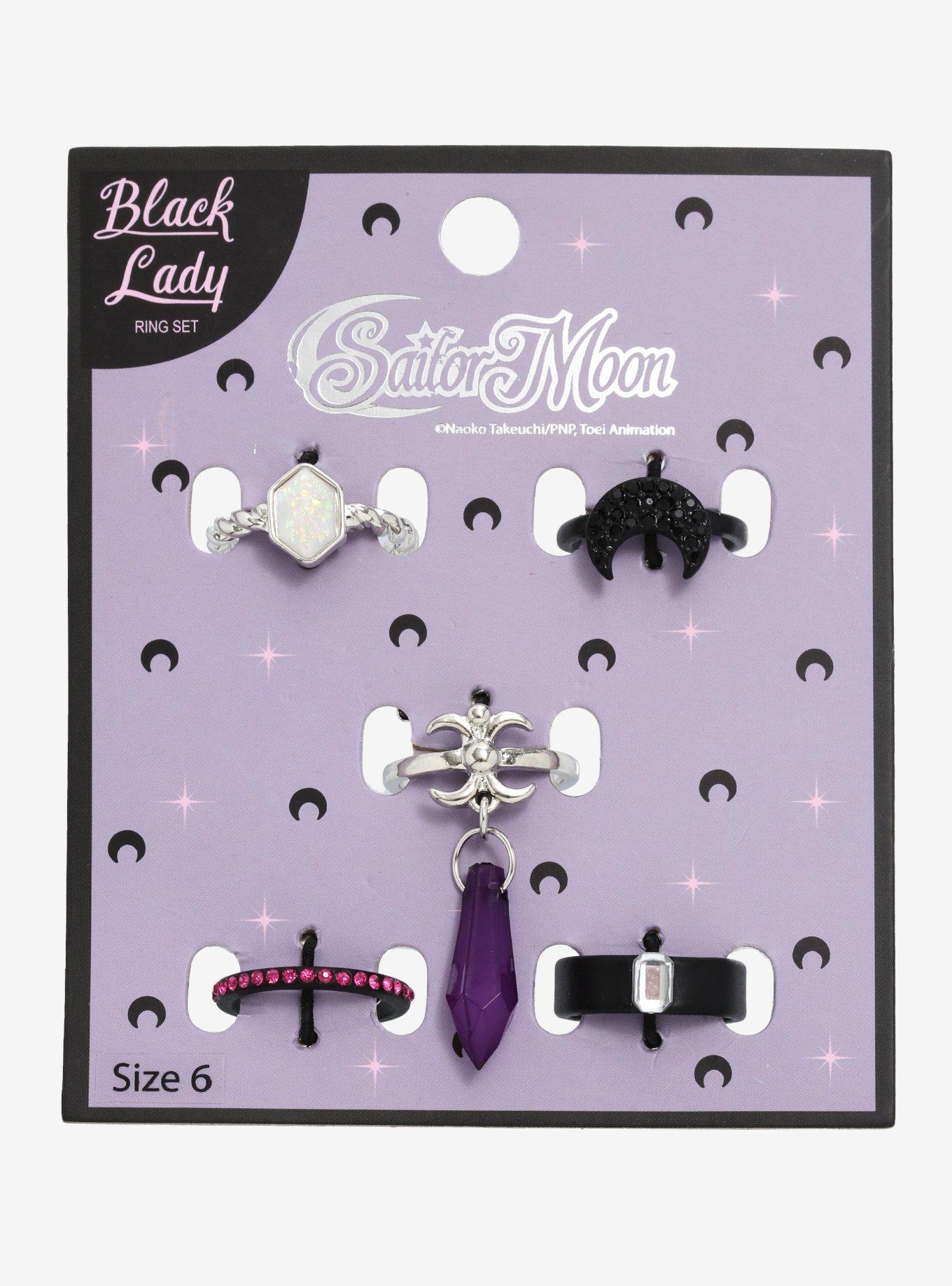 Sailor Moon Black Lady Ring Set - BoxLunch Exclusive, MULTI, alternate